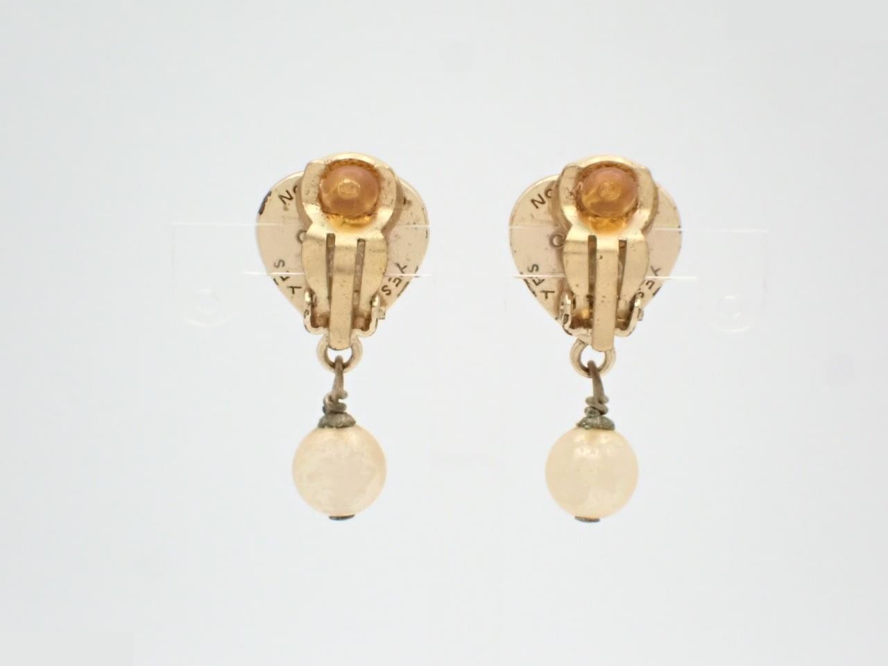 Heart YESNO earrings GP x fake pearl black x gold — view 2