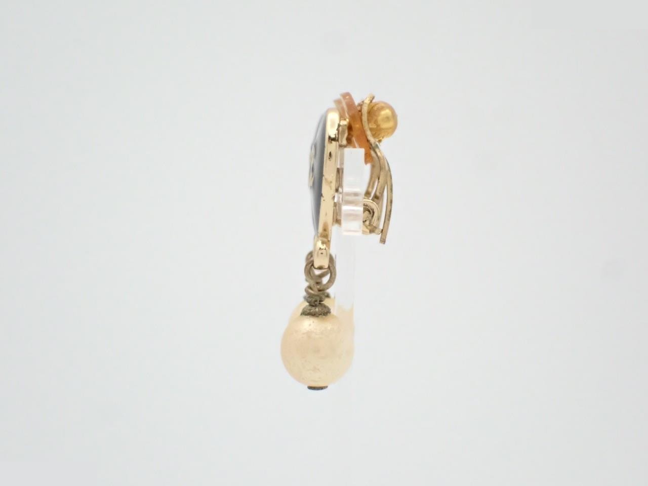 Heart YESNO earrings GP x fake pearl black x gold — view 3