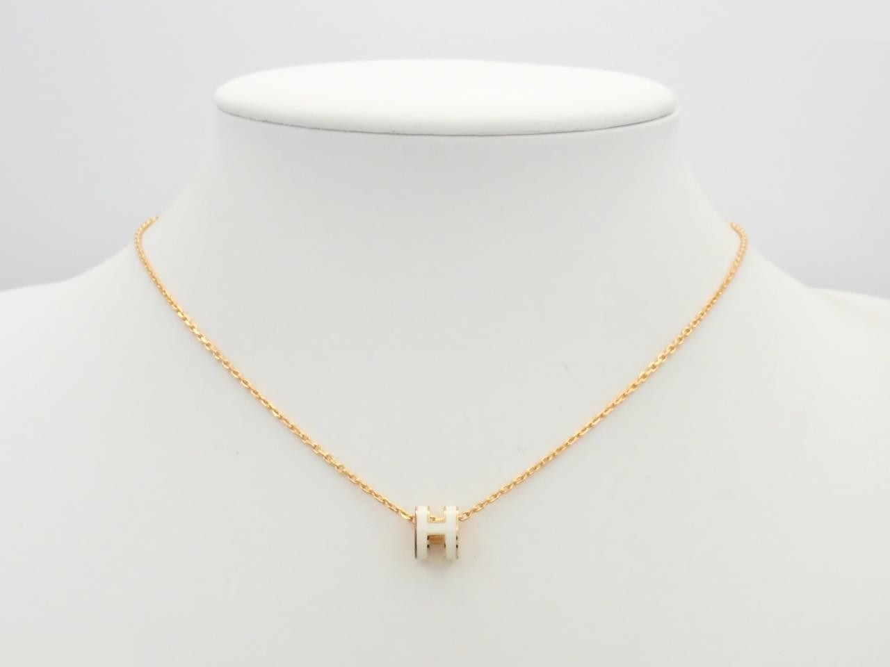 Mini Pop H Necklace, GP (Gold Plated), White x Gold, Chain approx. 38cm — view 3
