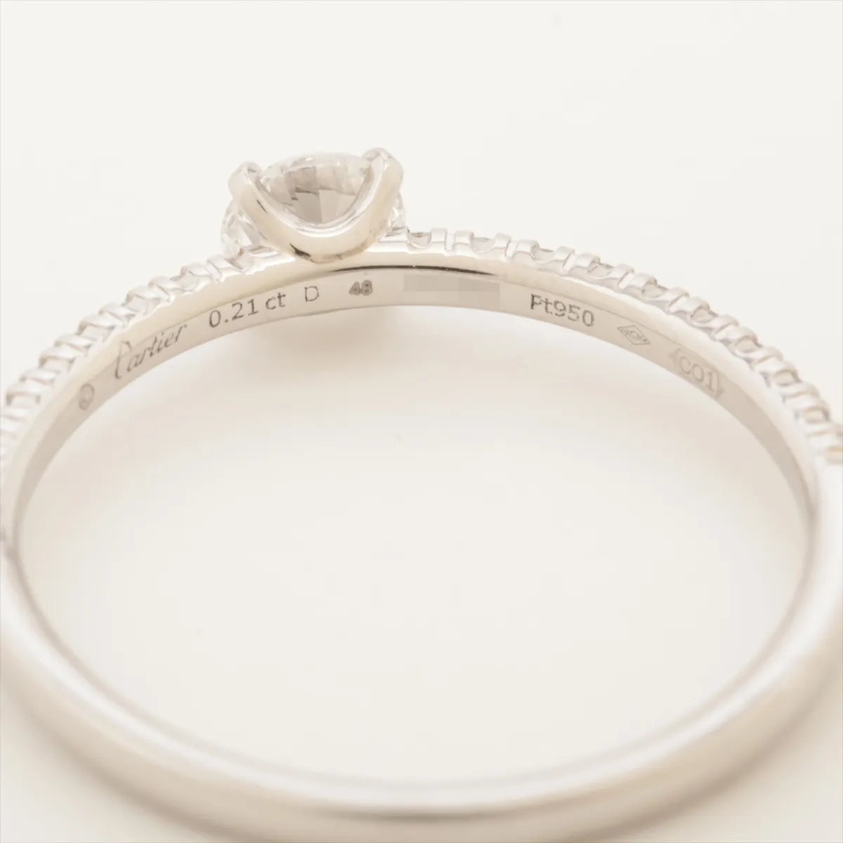 Etincel De Cartier Half Eternity Diamond Ring Pt950 1.7g D0.21 D VVS2 EX NONE 48 HIS531 CRN4744247 — view 3