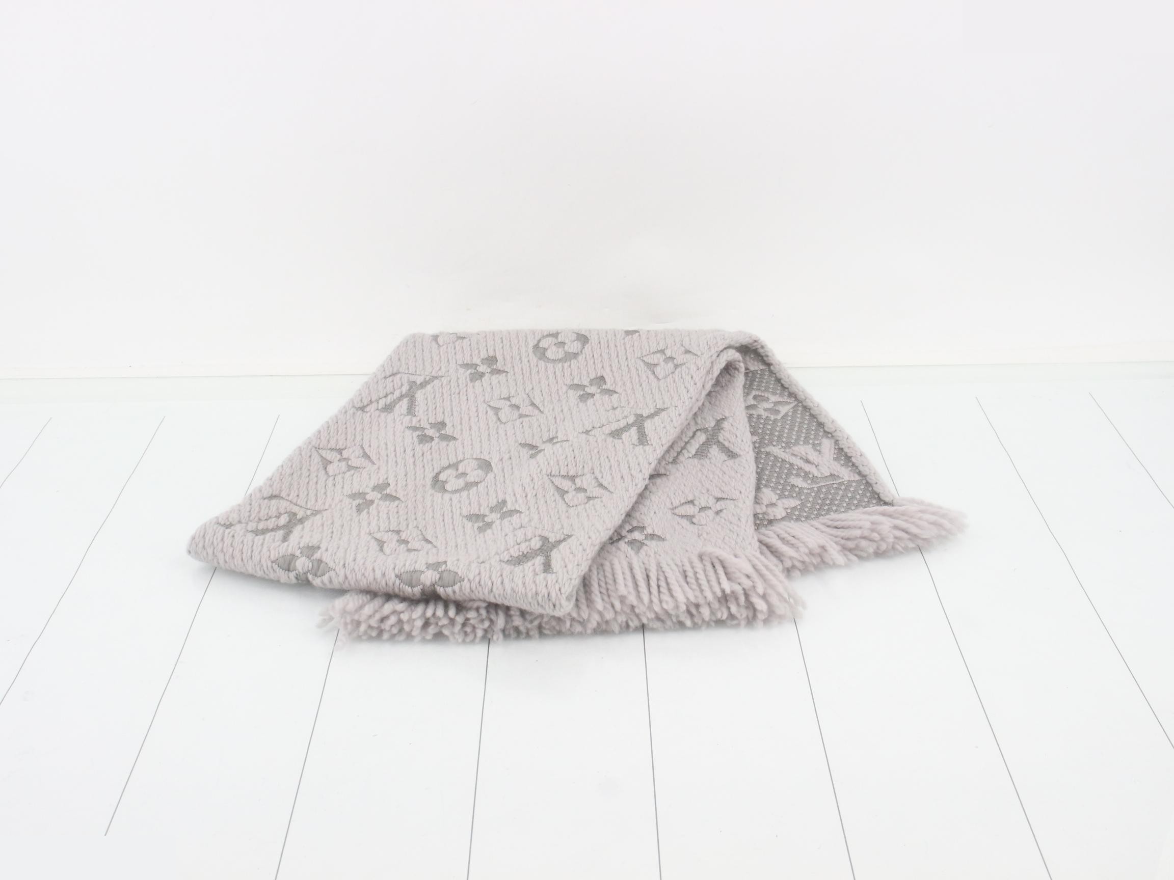 Logo Mania Long Scarf, Gray, with domestic tag. — view 3