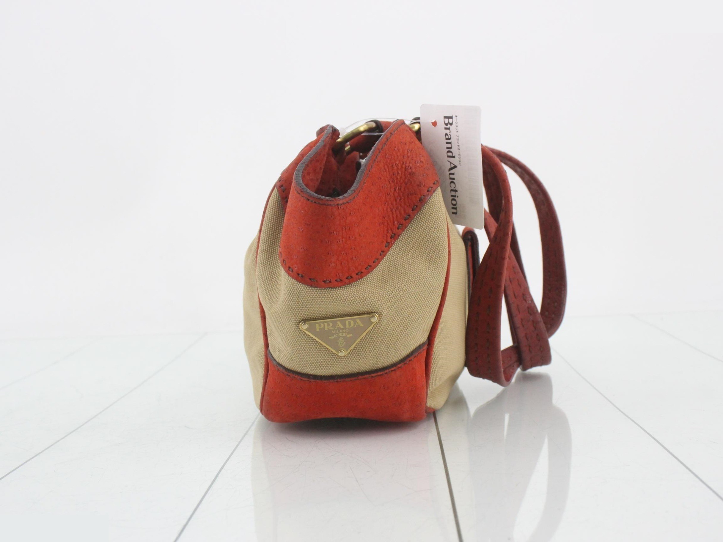 Leather and canvas combination handbag — view 4