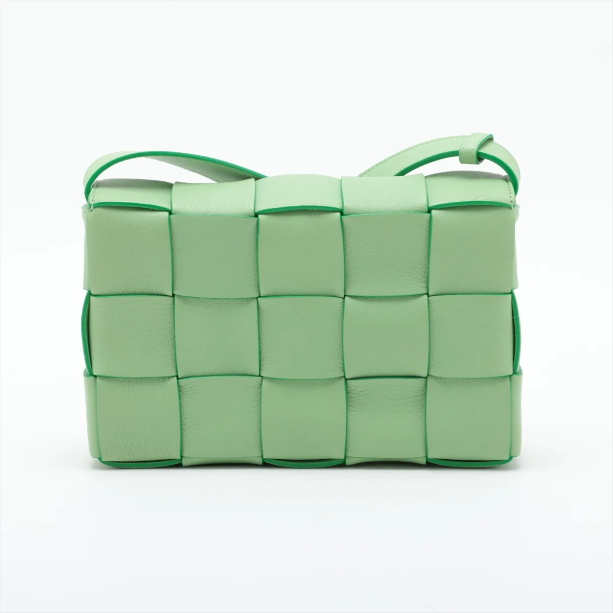 Maxi Intrecciato Cassette Leather Shoulder Bag, Green — view 2