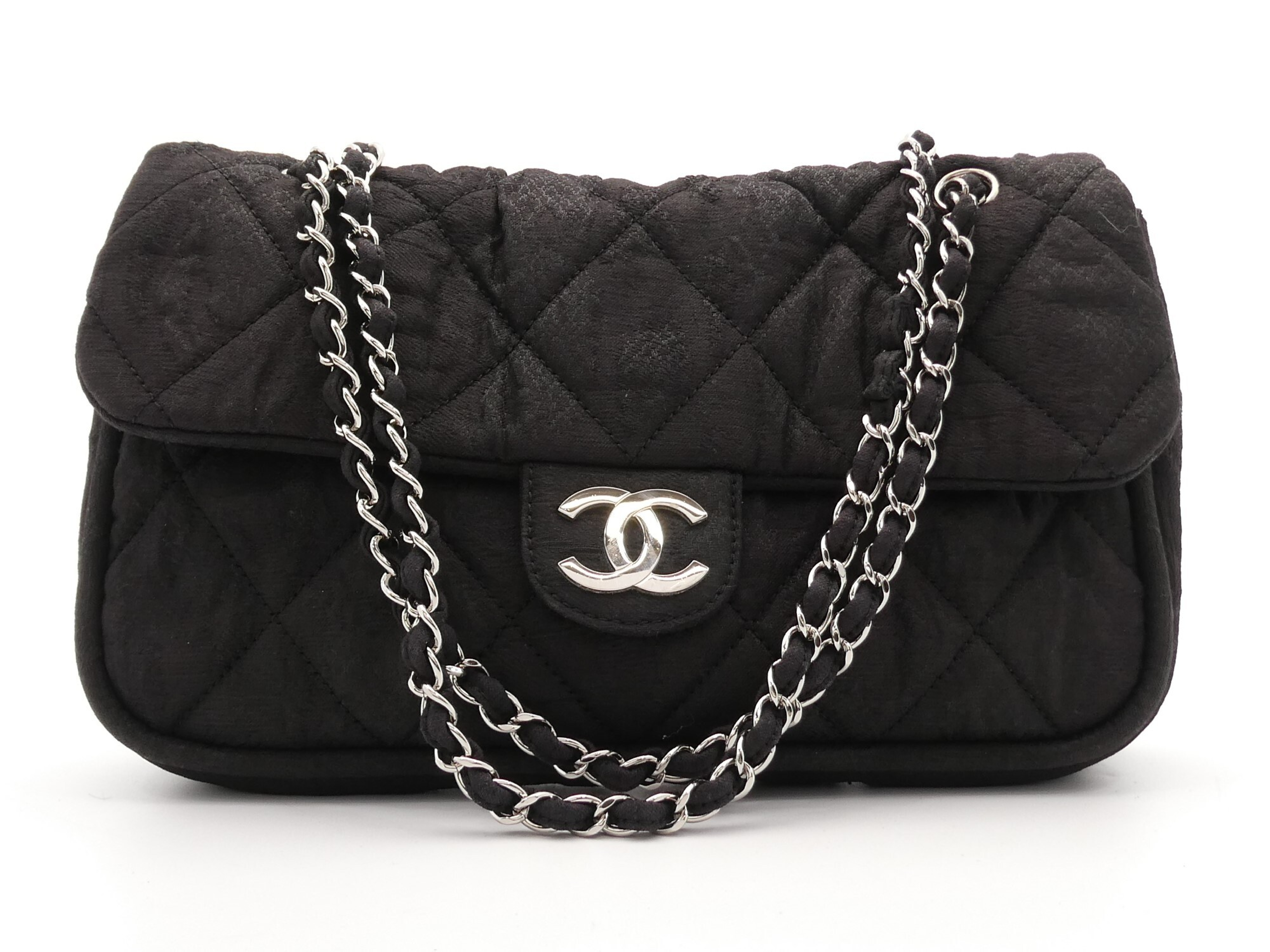 Matelassé Coated Canvas Coco Mark Double Chain Shoulder Bag