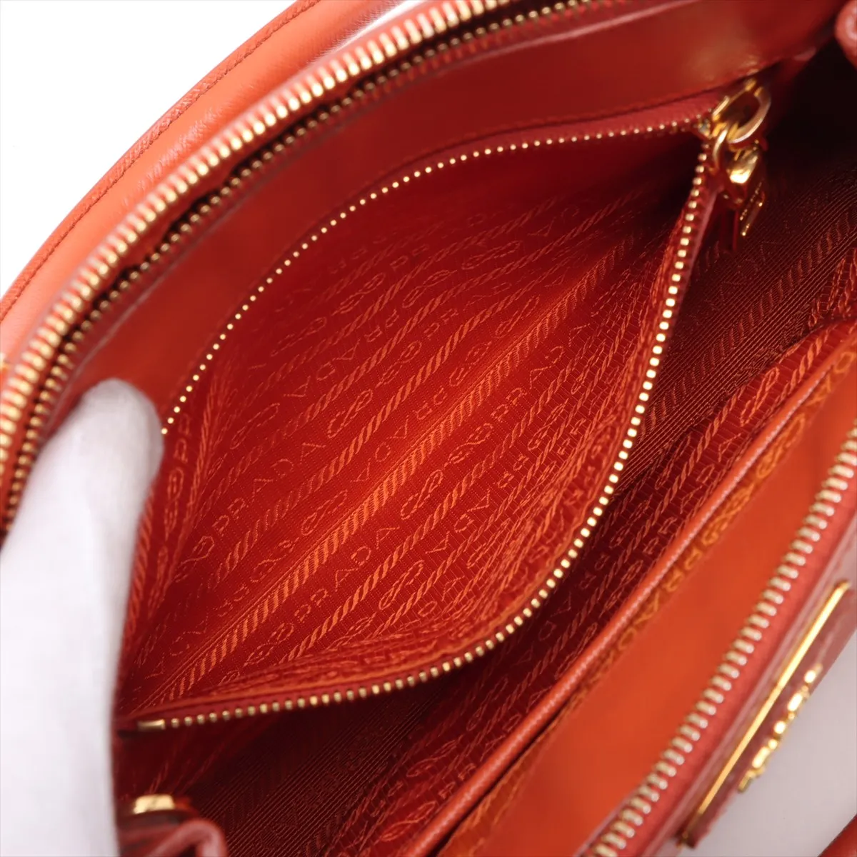 Saffiano Luxe Galleria Leather 2WAY Handbag Orange BN2316 Crochette Strap Rip — view 11