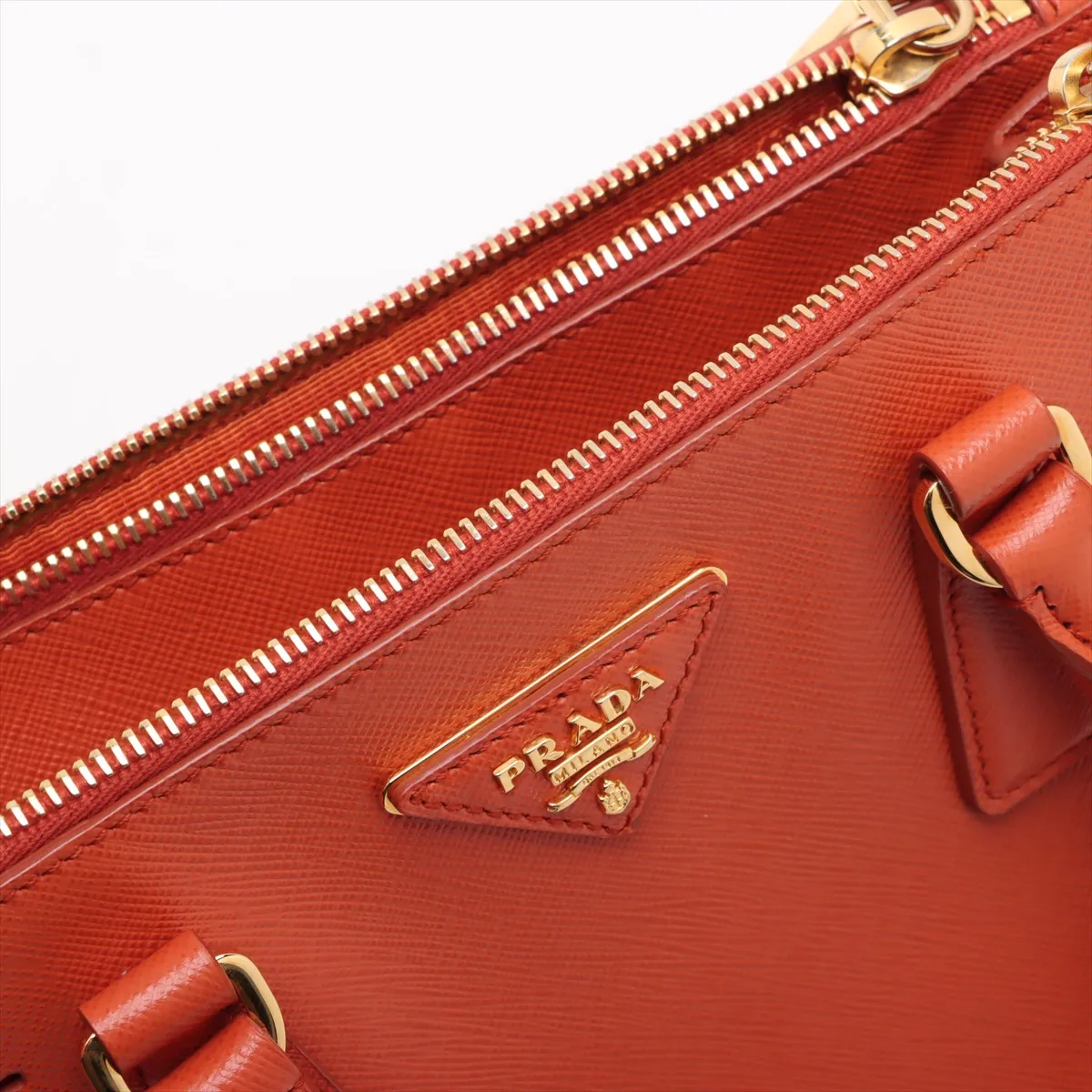 Saffiano Luxe Galleria Leather 2WAY Handbag Orange BN2316 Crochette Strap Rip — view 14