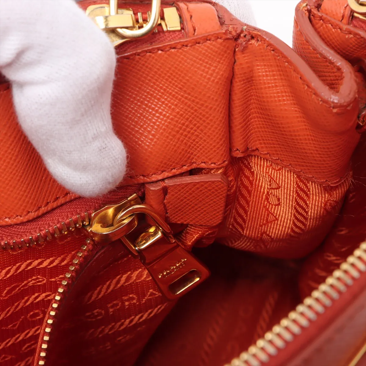 Saffiano Luxe Galleria Leather 2WAY Handbag Orange BN2316 Crochette Strap Rip — view 15