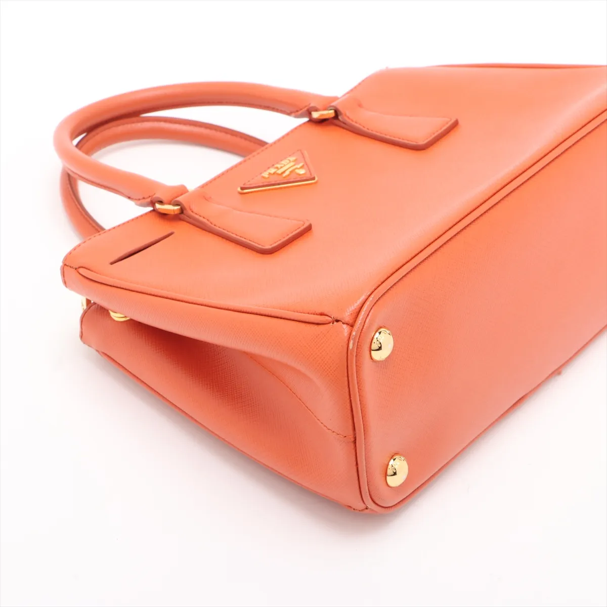 Saffiano Luxe Galleria Leather 2WAY Handbag Orange BN2316 Crochette Strap Rip — view 4