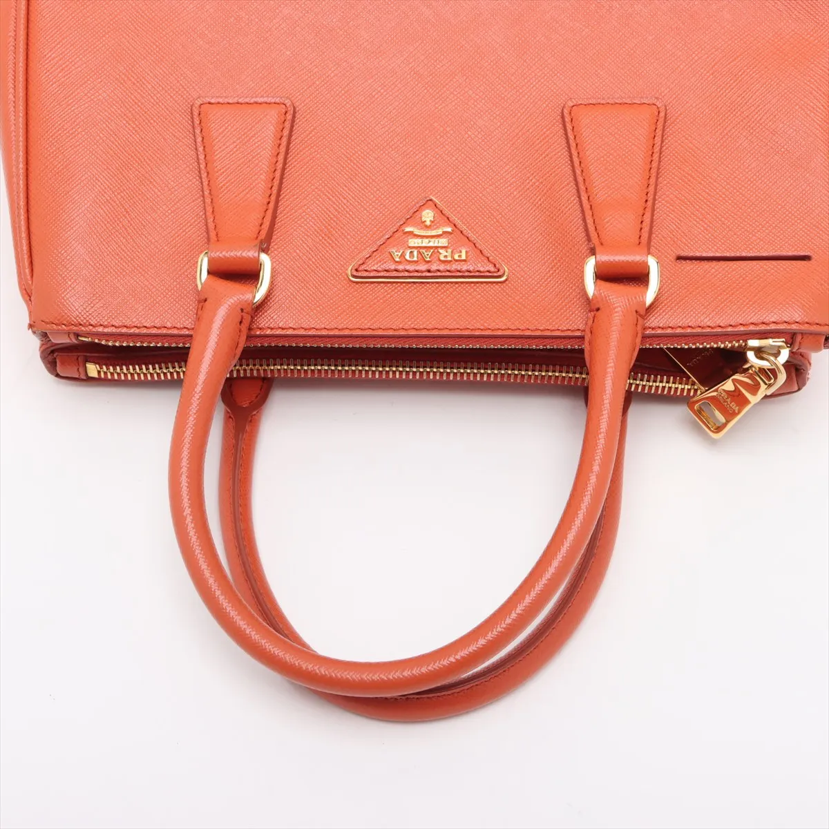 Saffiano Luxe Galleria Leather 2WAY Handbag Orange BN2316 Crochette Strap Rip — view 5