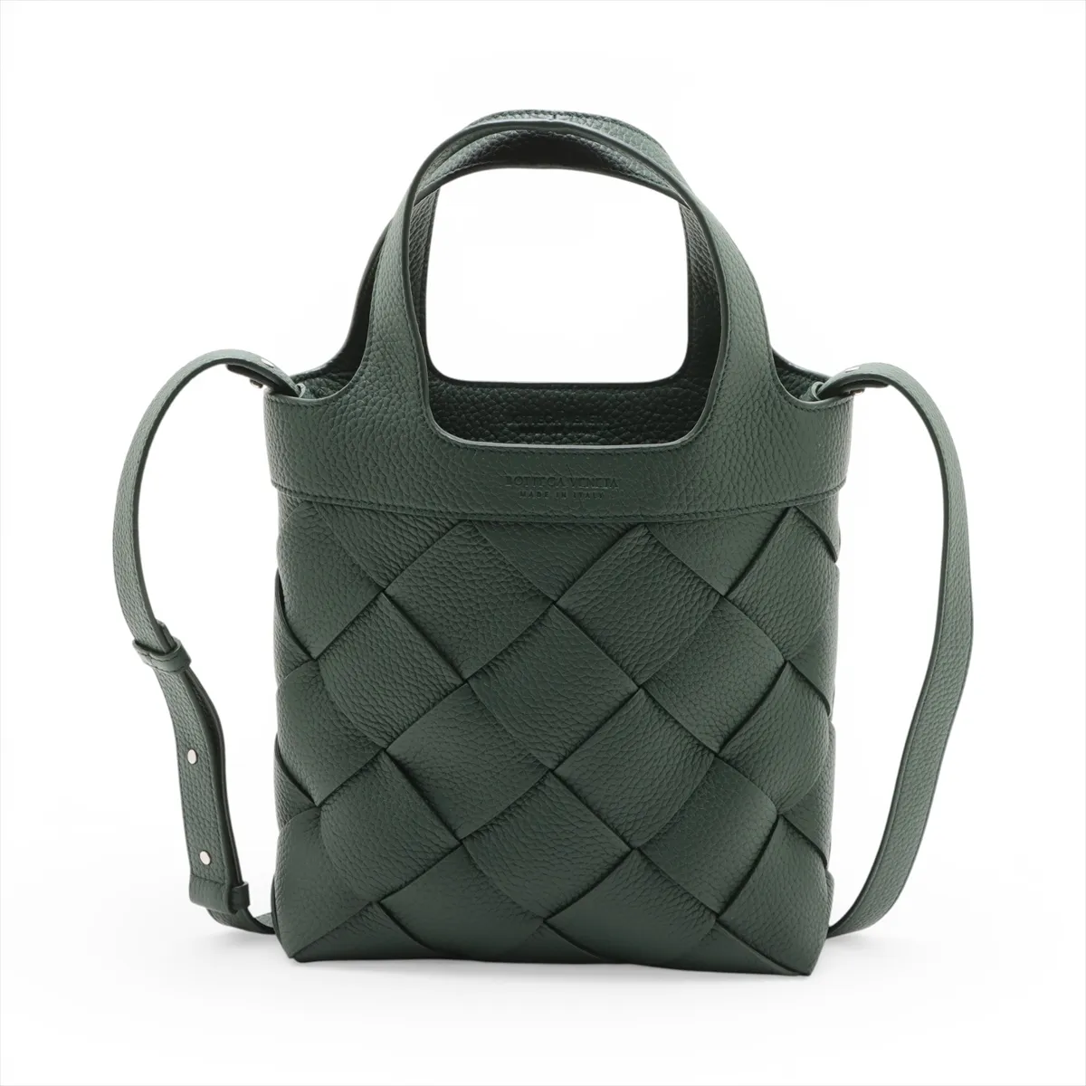 Small Diago Leather 2-Way Handbag, Green