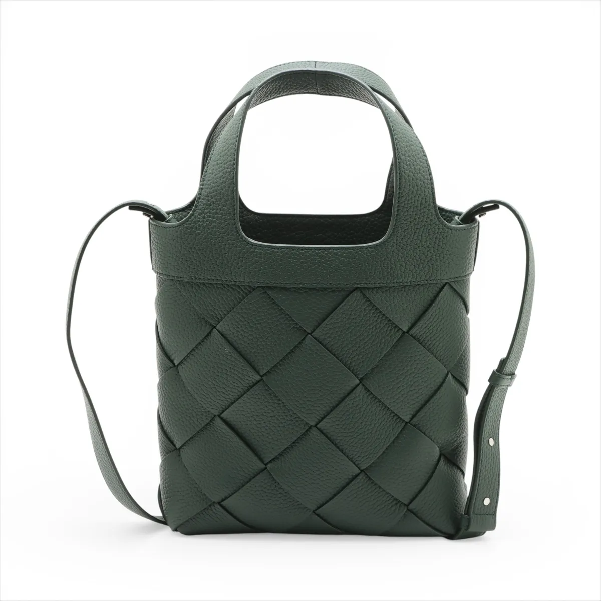 Small Diago Leather 2-Way Handbag, Green — view 2