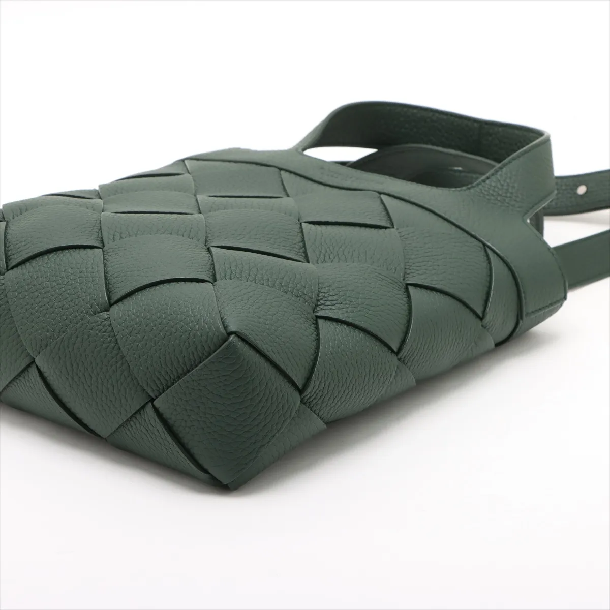 Small Diago Leather 2-Way Handbag, Green — view 3