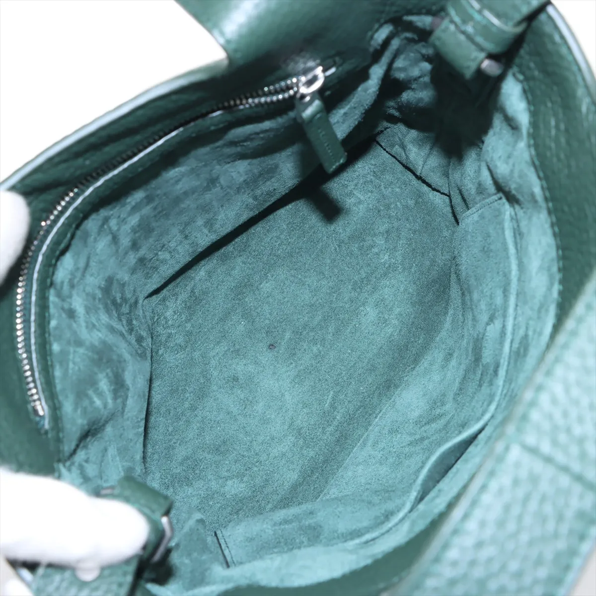 Small Diago Leather 2-Way Handbag, Green — view 8