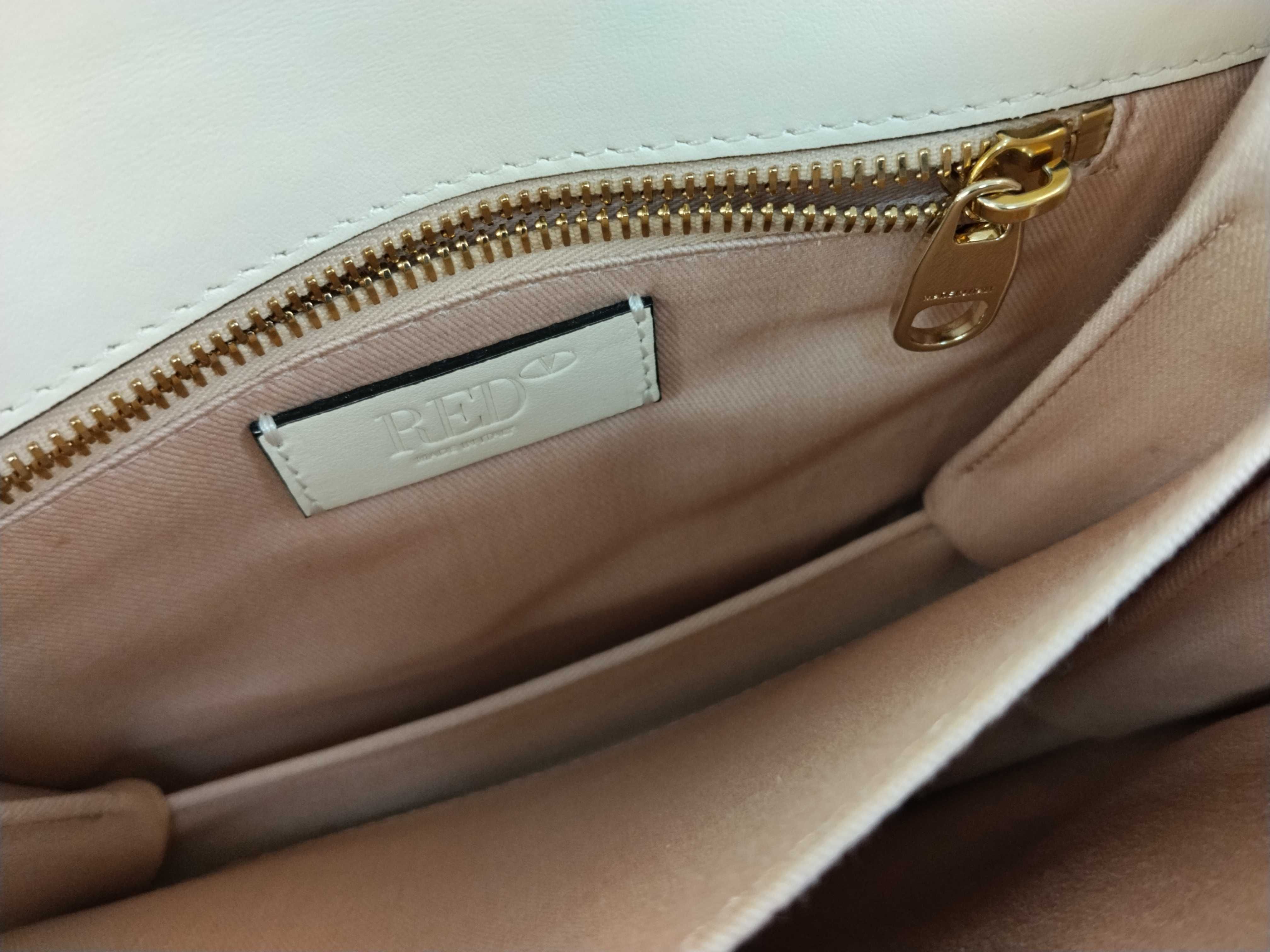Red Valentino White Pink Leather Handbag/Shoulder Bag (2-way) with Dust Bag, Booklet, and Strap. — view 11