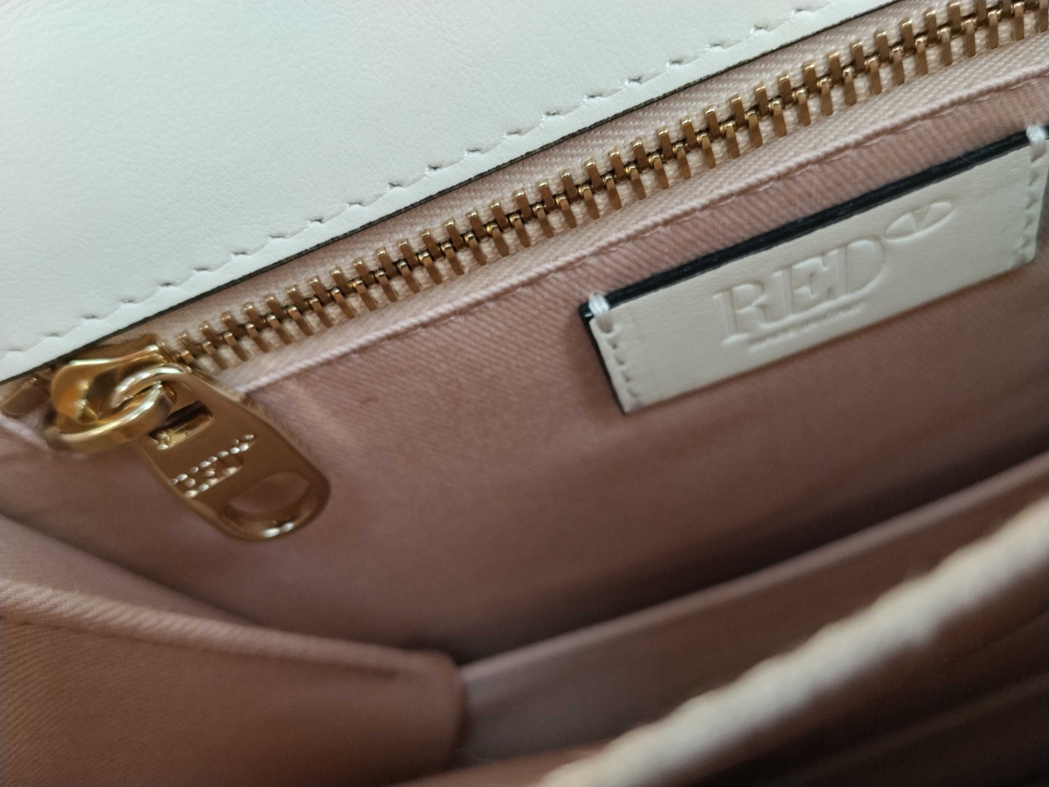Red Valentino White Pink Leather Handbag/Shoulder Bag (2-way) with Dust Bag, Booklet, and Strap. — view 14