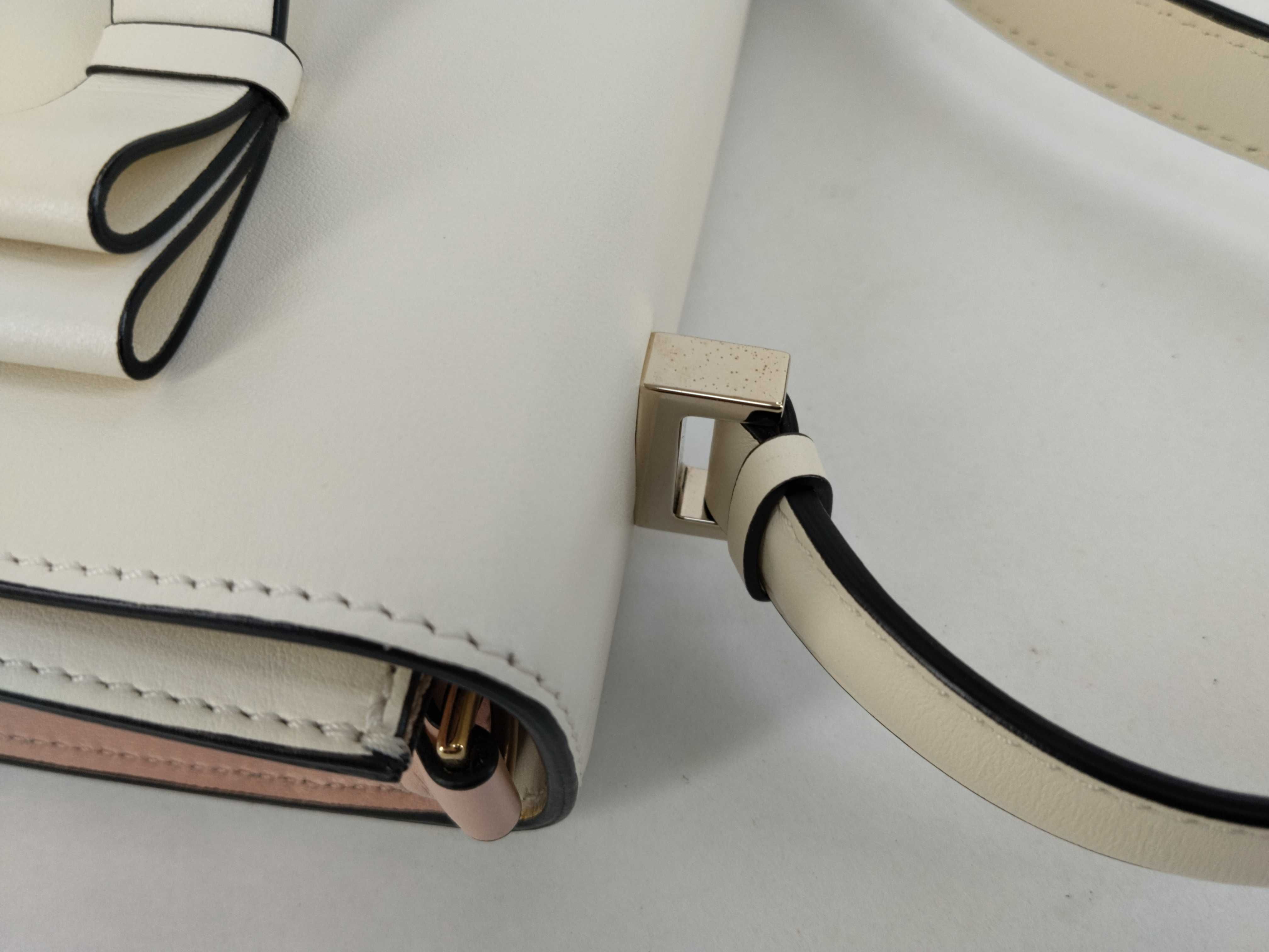 Red Valentino White Pink Leather Handbag/Shoulder Bag (2-way) with Dust Bag, Booklet, and Strap. — view 5
