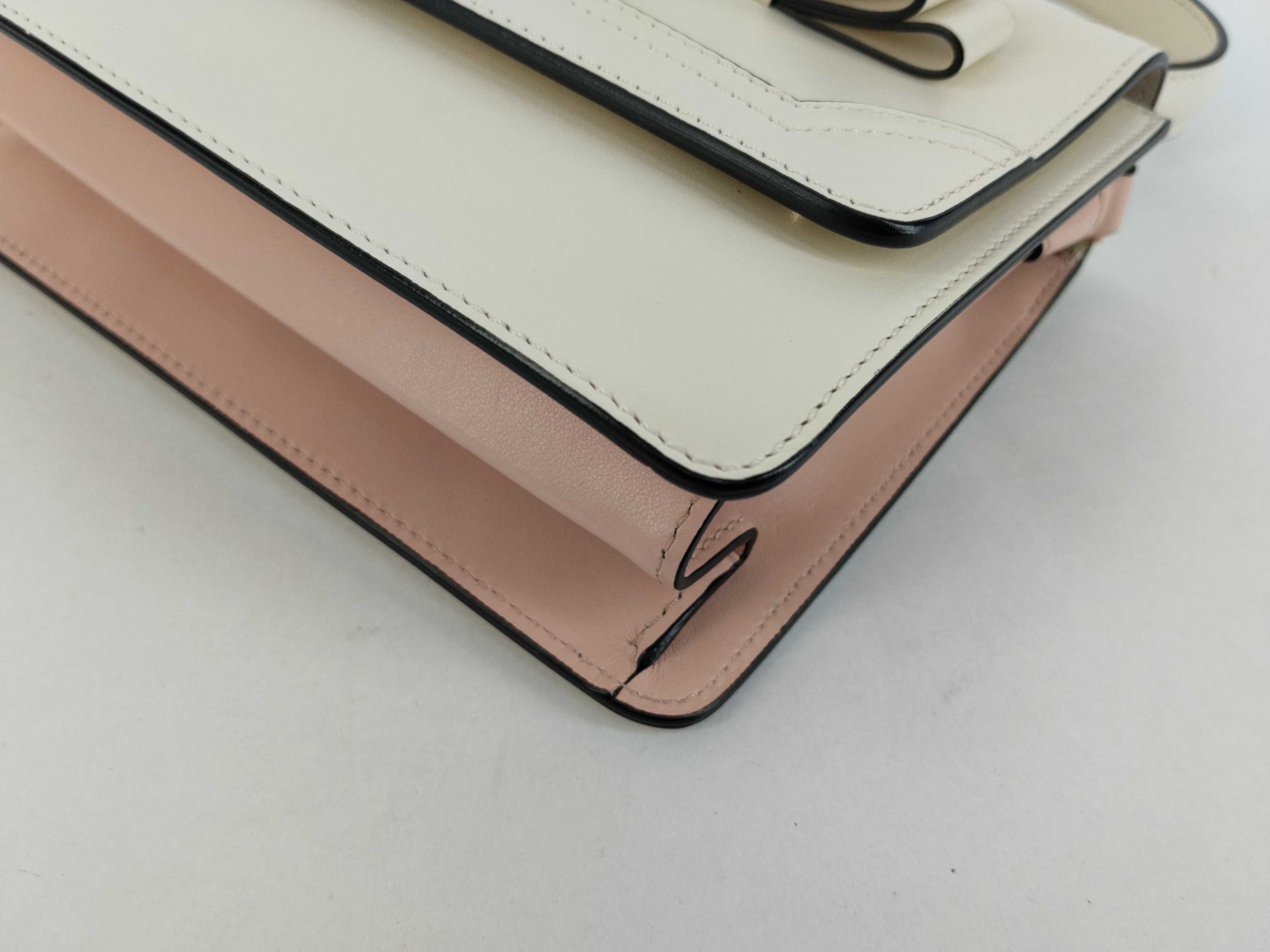 Red Valentino White Pink Leather Handbag/Shoulder Bag (2-way) with Dust Bag, Booklet, and Strap. — view 6