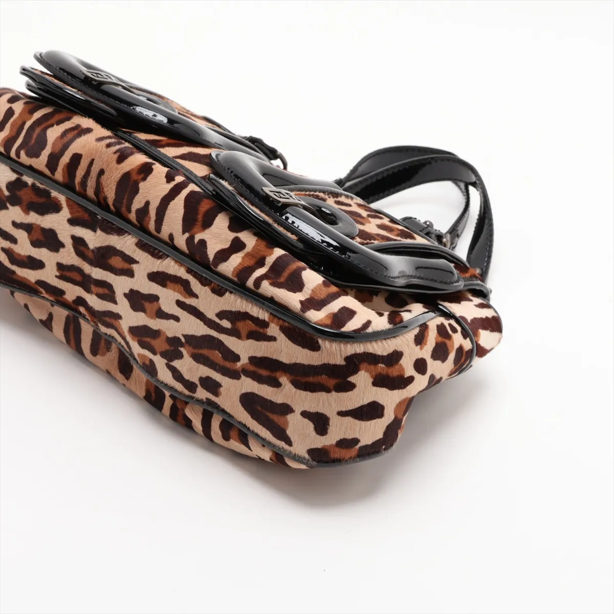 8BN165 Calf Hair x Patent Leather Handbag Leopard Print — view 3