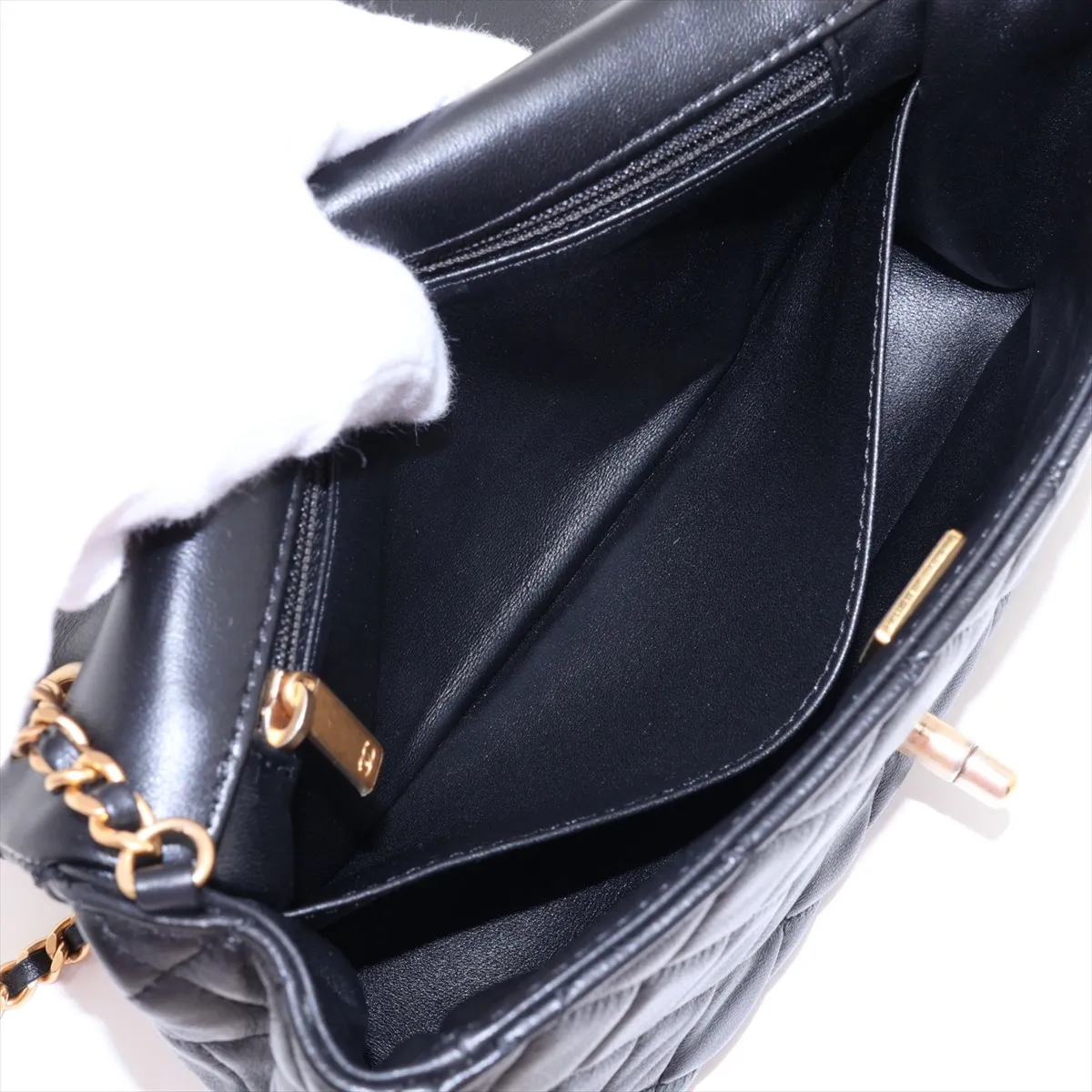 [Individually packaged] Chanel Matelassé Lambskin Single Flap Single Chain Bag, Black with Gold Hardware, J42G43L5, Random Plate — view 8
