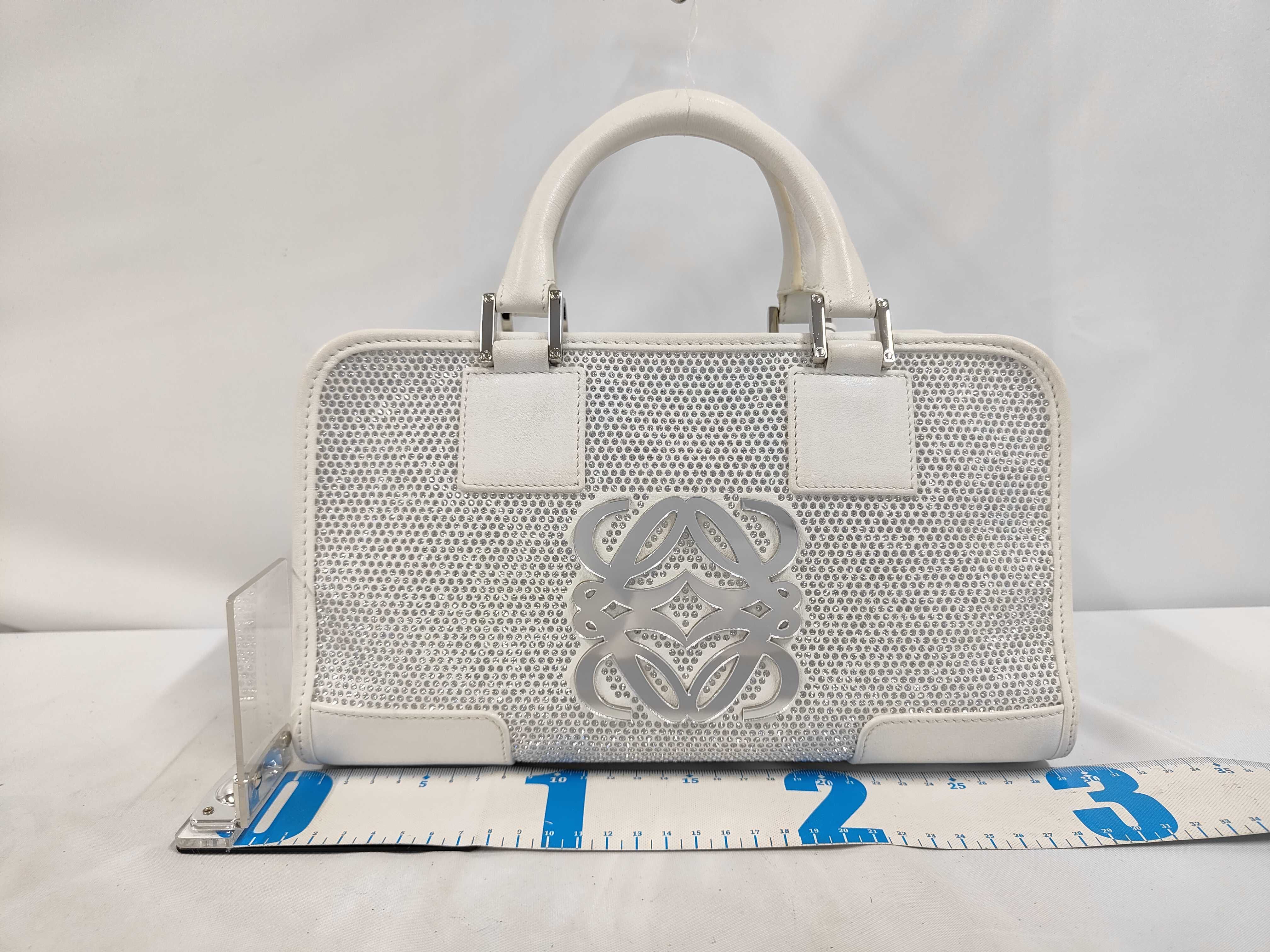 2008 Special Edition Amazona 28 Handbag, Sequin Leather, White Handbag — view 2