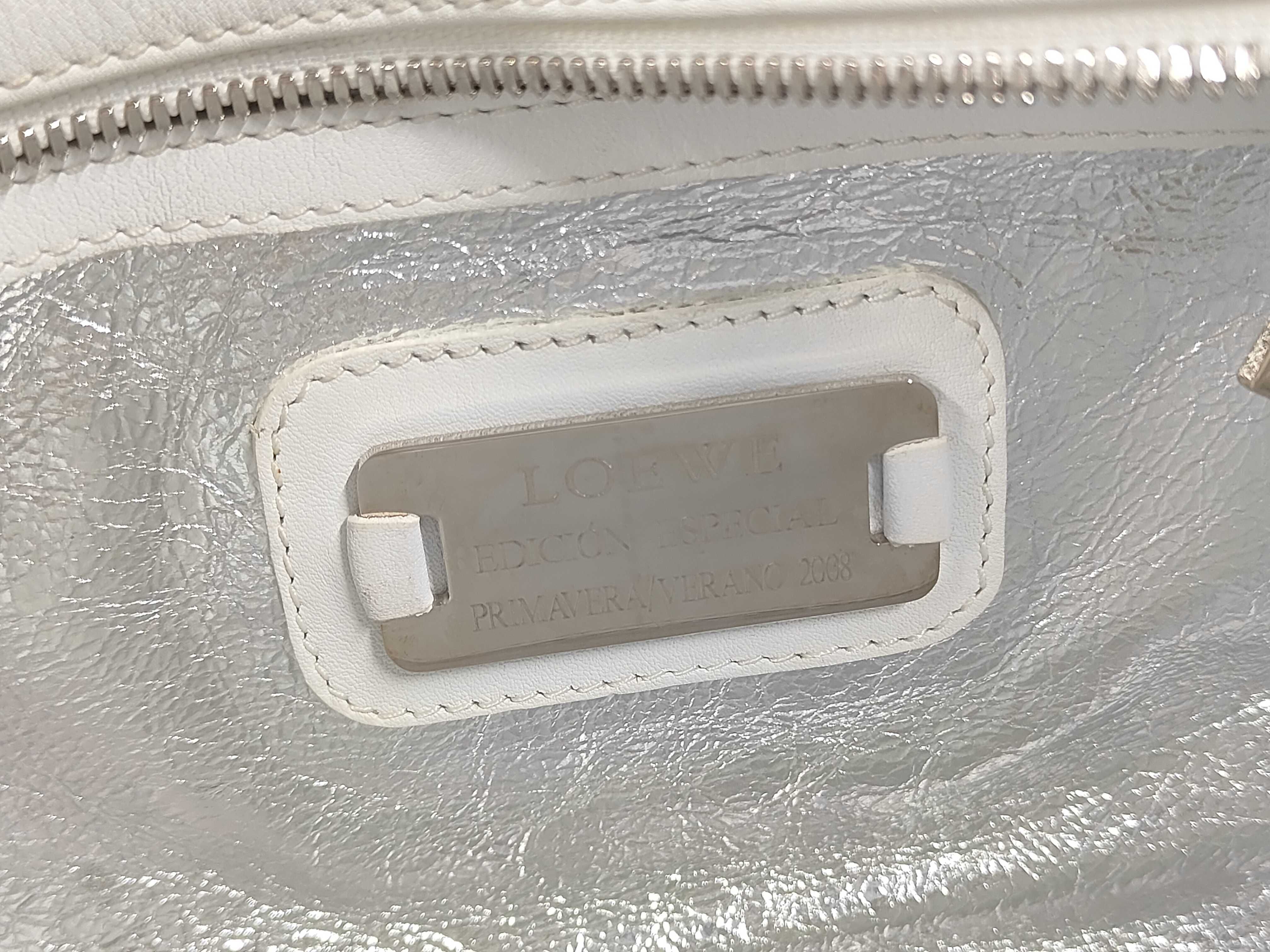 2008 Special Edition Amazona 28 Handbag, Sequin Leather, White Handbag — view 8