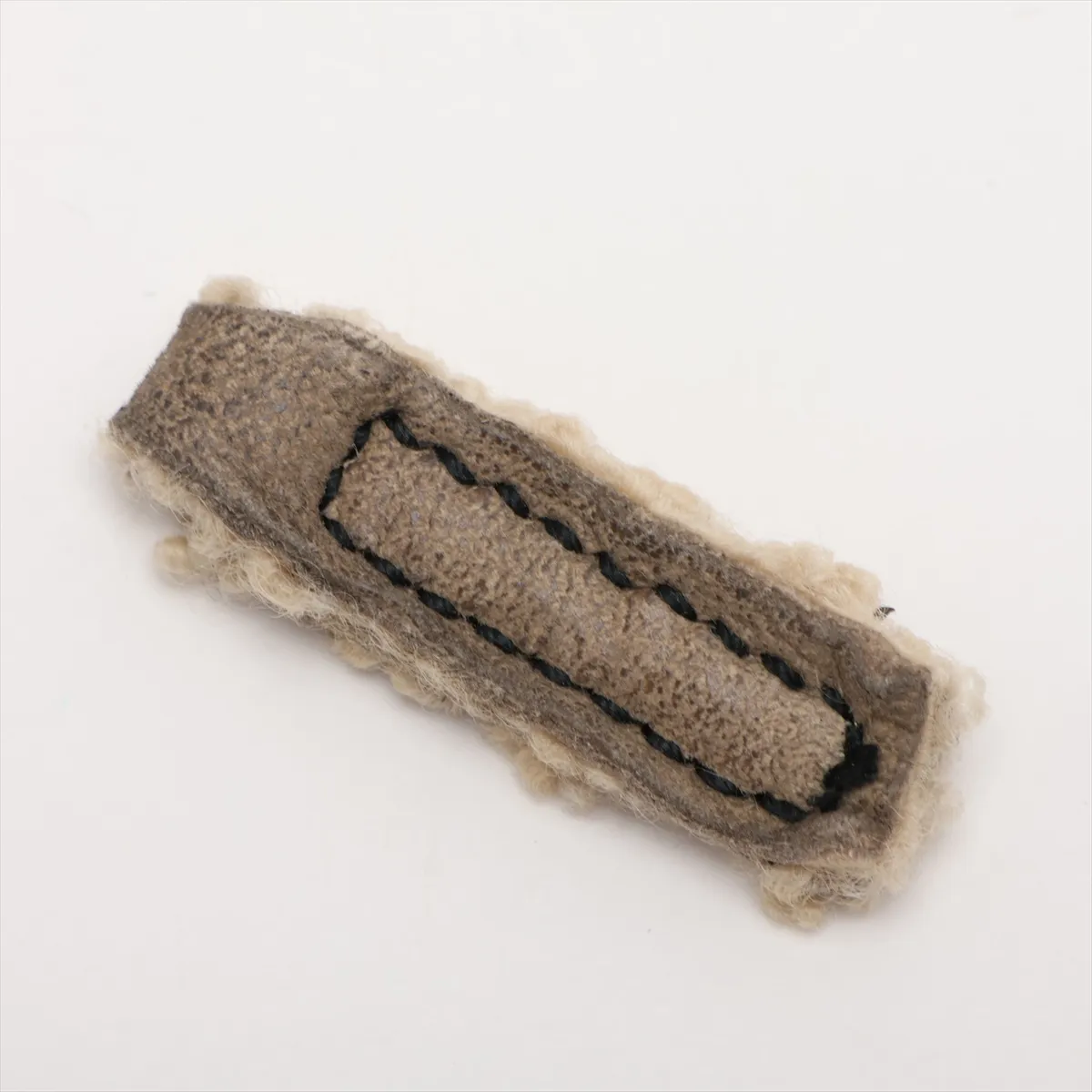 Corset Sheepskin x Nylon Handbag, Beige x Black, No Zipper Pull — view 12