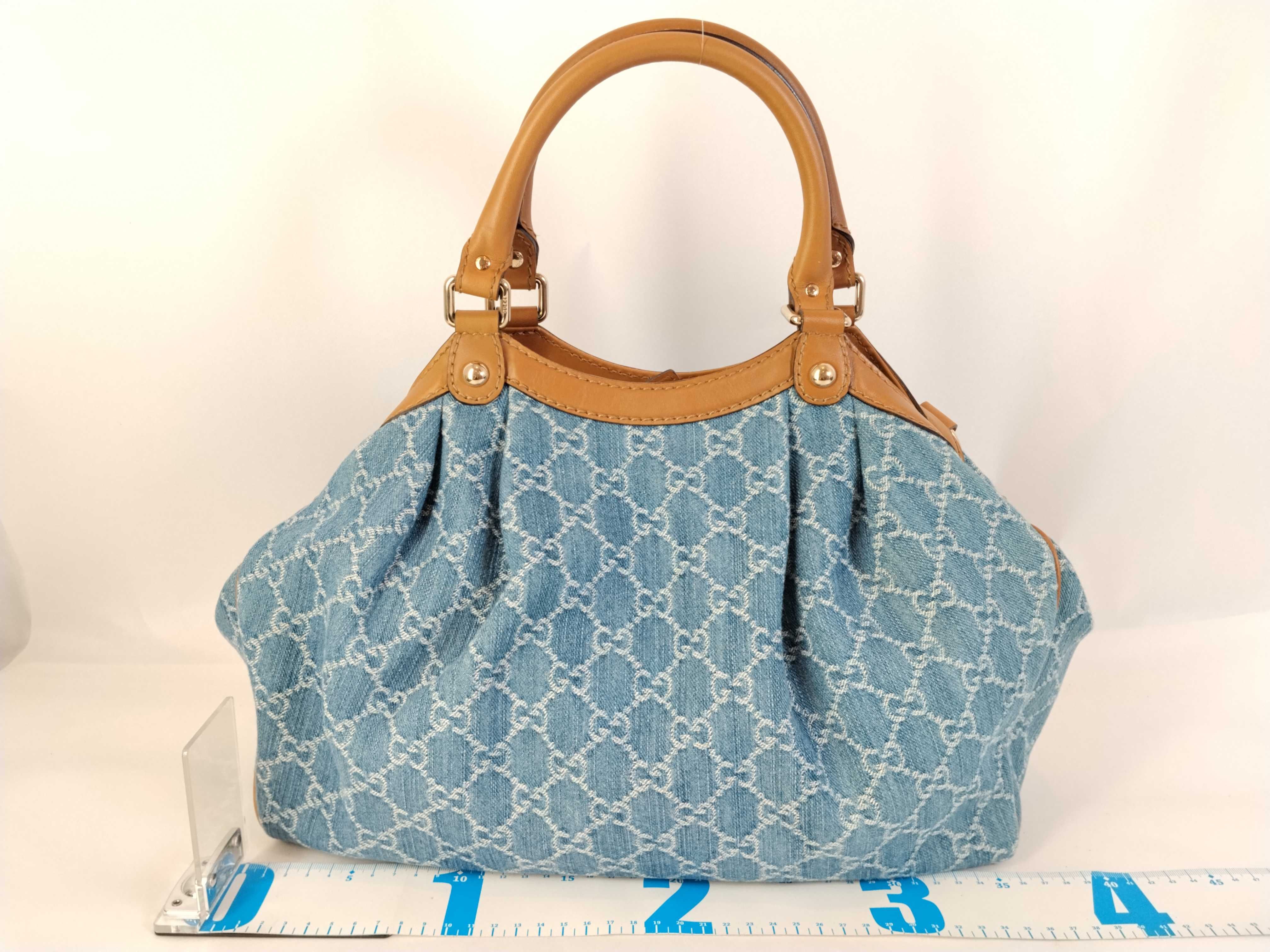 GG Canvas Sukey Canvas x Leather Handbag Denim 211944 Handbag — view 2