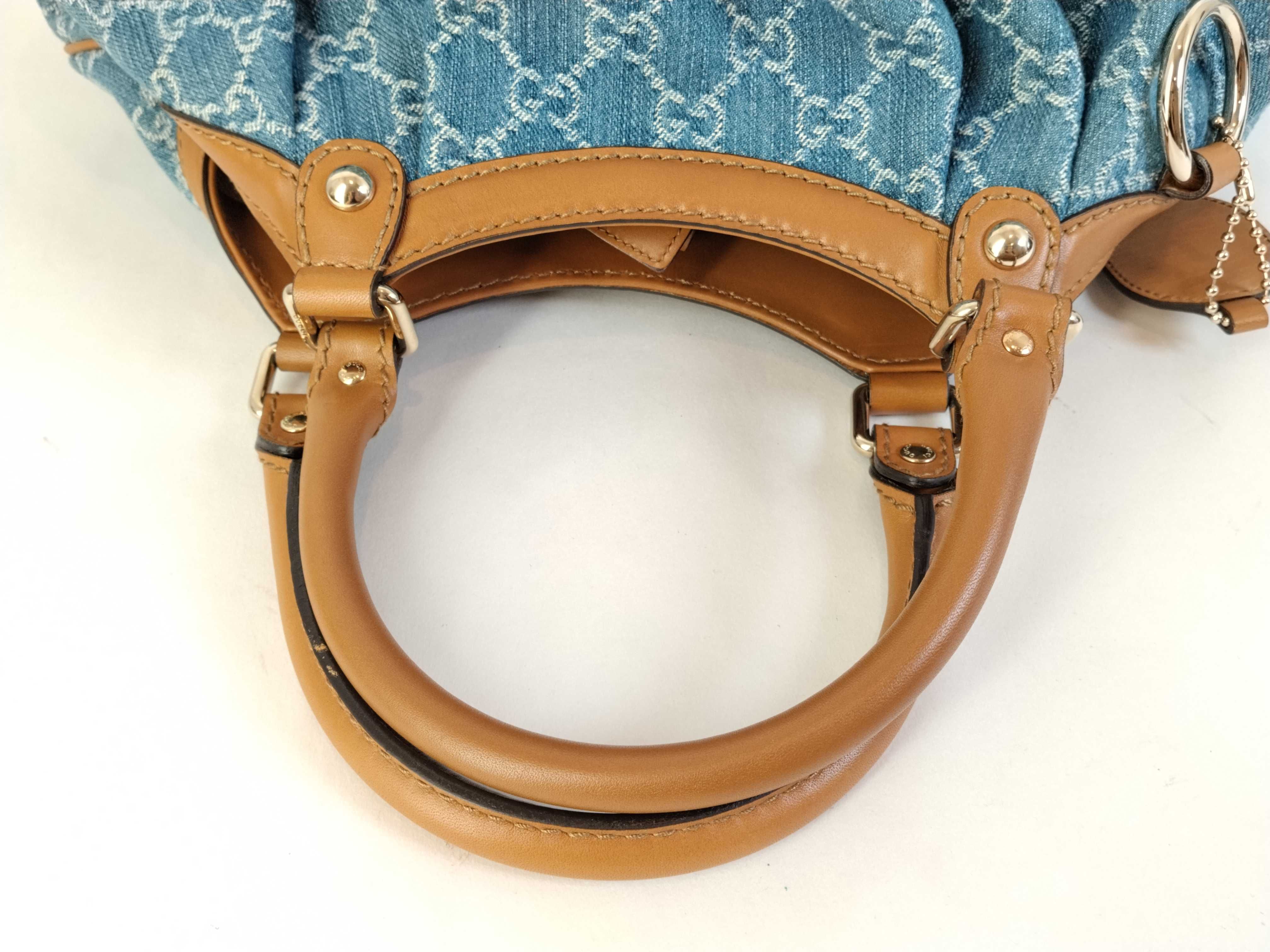 GG Canvas Sukey Canvas x Leather Handbag Denim 211944 Handbag — view 3