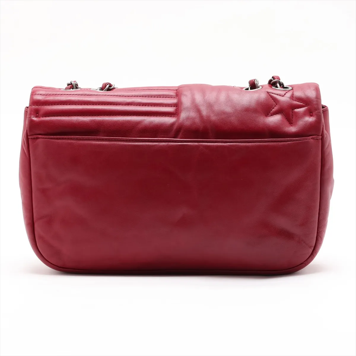 Coco Mark Lambskin Single Flap Double Chain Bag, Red, Gunmetal Hardware, 15995902, Serial Number 15 — view 2