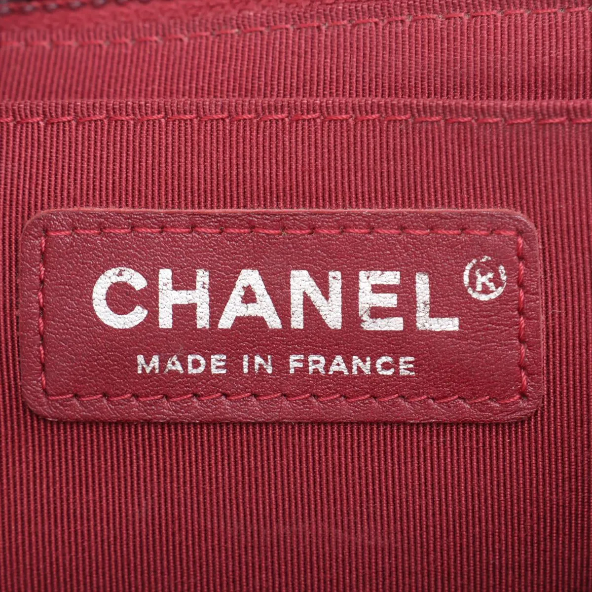 Coco Mark Lambskin Single Flap Double Chain Bag, Red, Gunmetal Hardware, 15995902, Serial Number 15 — view 11