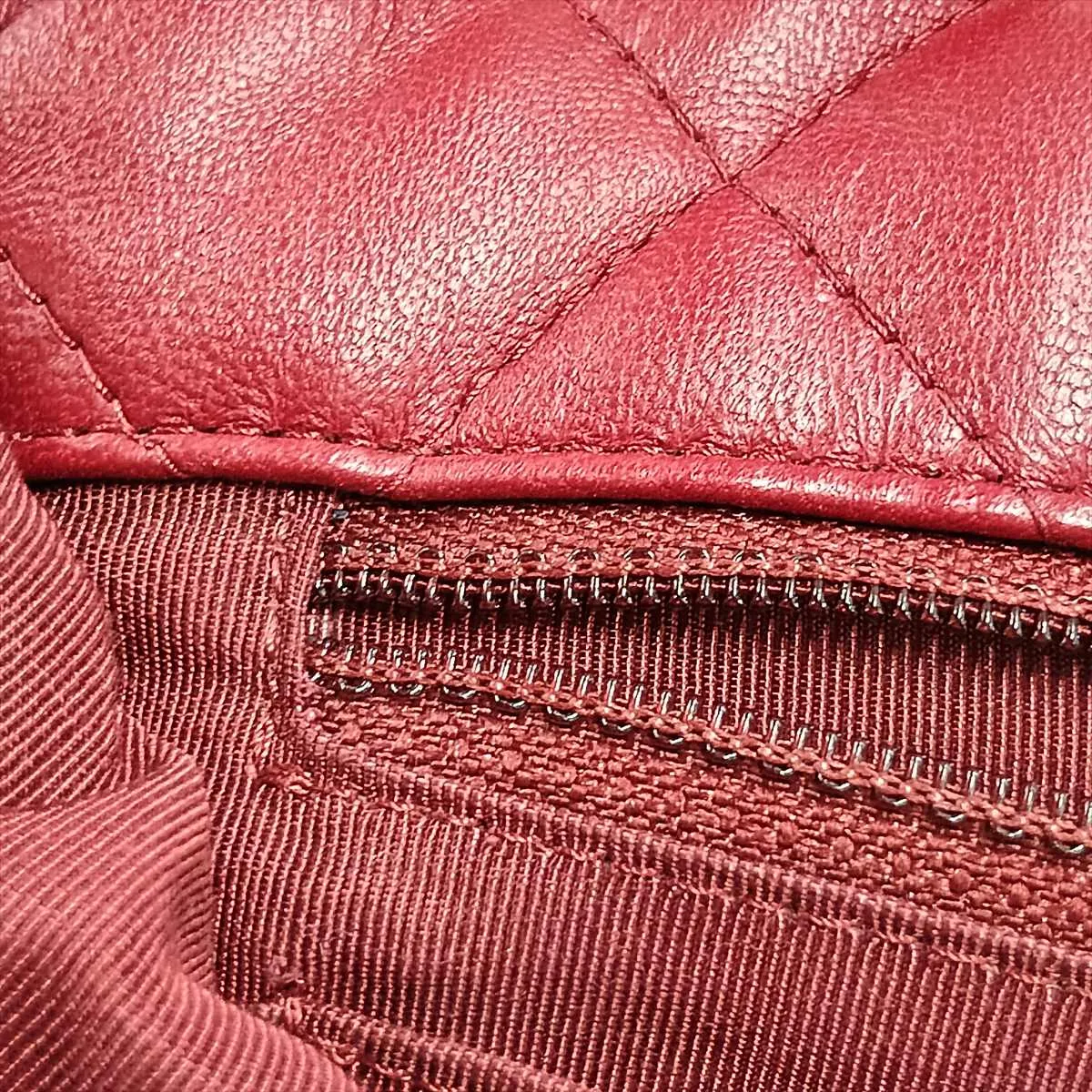 Coco Mark Lambskin Single Flap Double Chain Bag, Red, Gunmetal Hardware, 15995902, Serial Number 15 — view 13