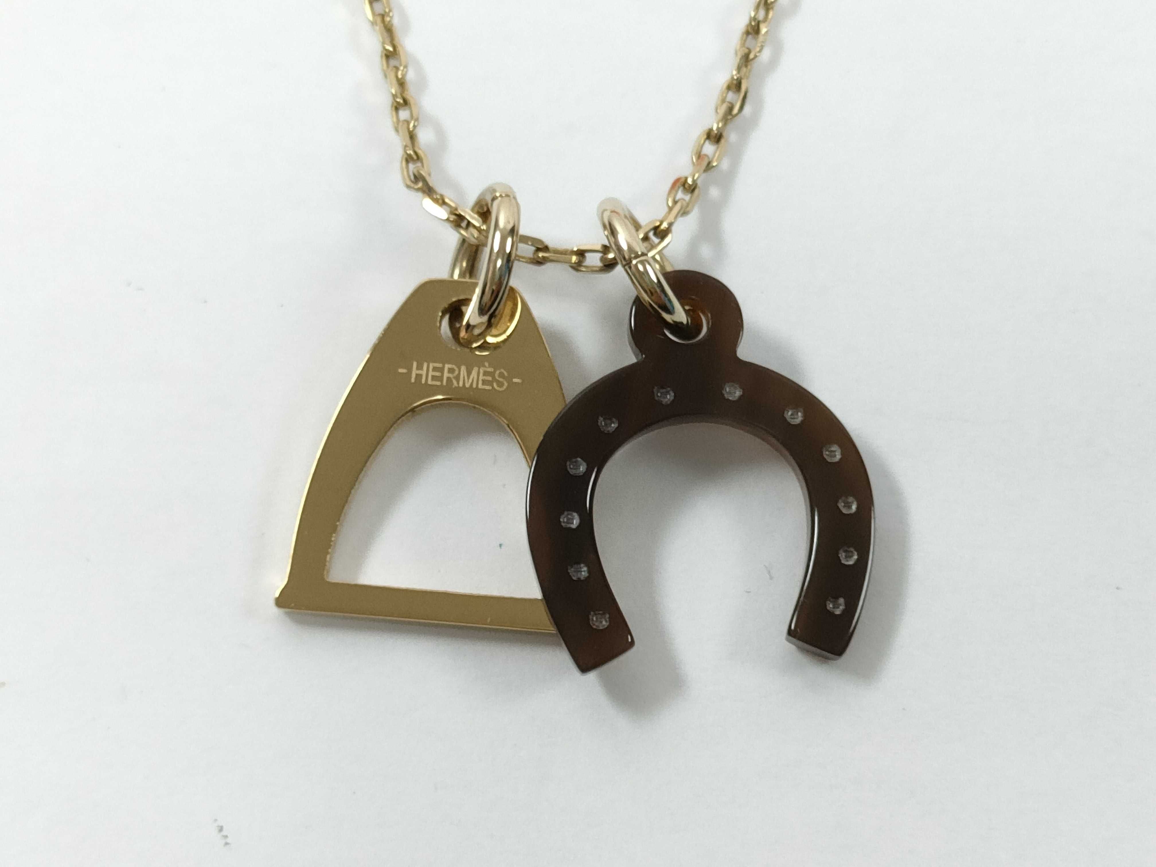 Equestre Necklace, Buffalo Horn, Gold Hardware, Hermes Necklace