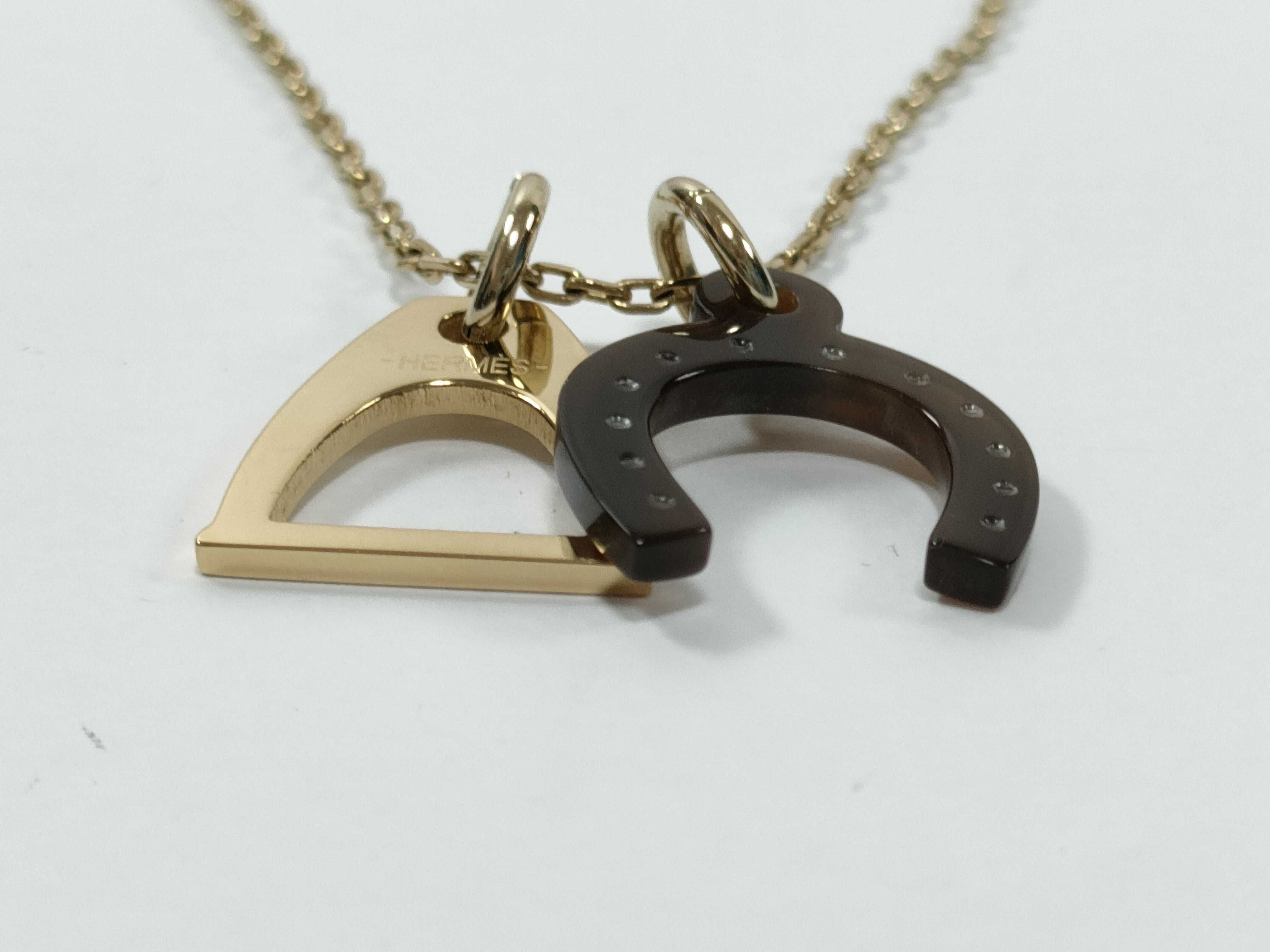 Equestre Necklace, Buffalo Horn, Gold Hardware, Hermes Necklace — view 2