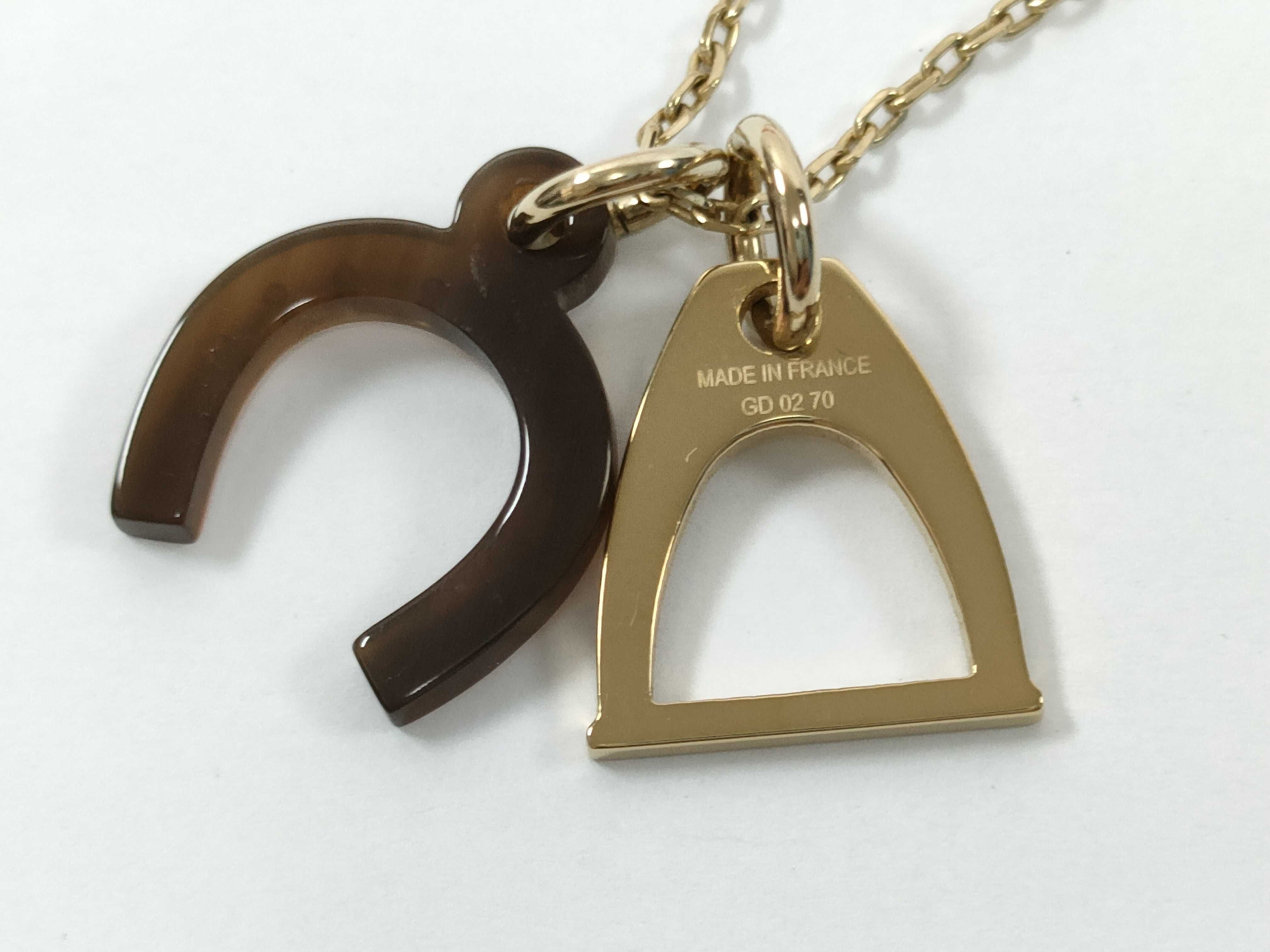 Equestre Necklace, Buffalo Horn, Gold Hardware, Hermes Necklace — view 4