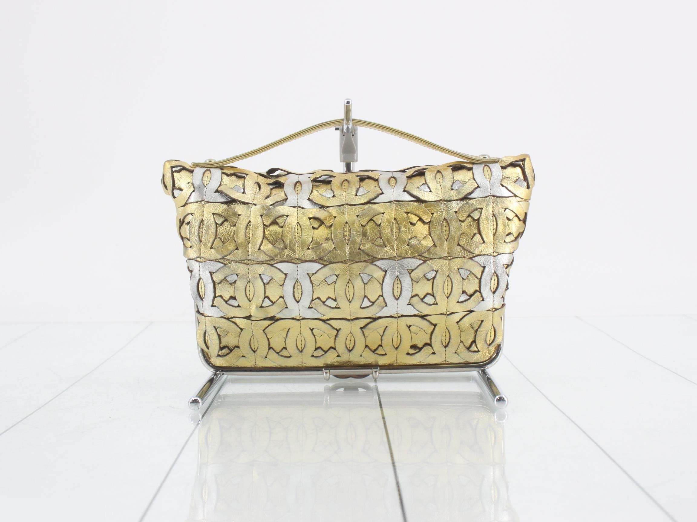 Coco Mark Clutch Bag, Silver/Gold — view 2
