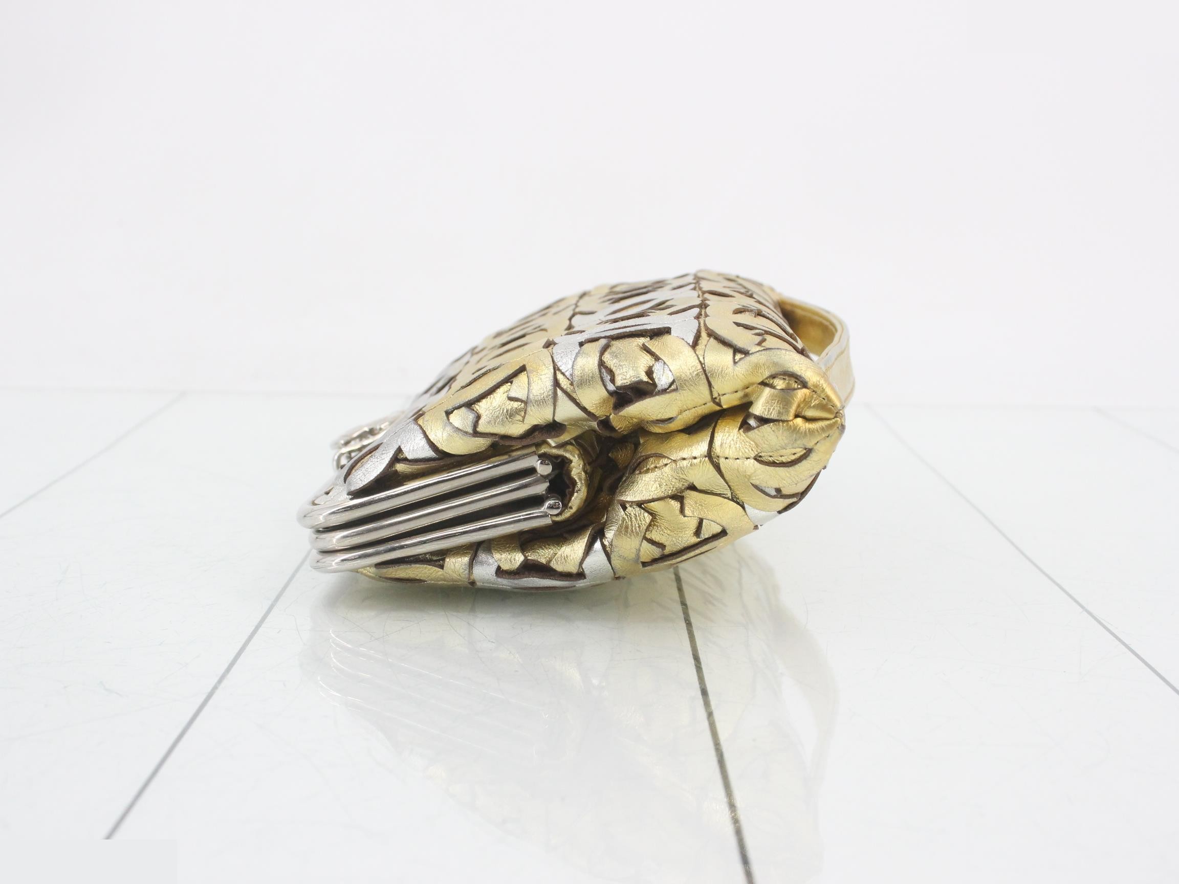 Coco Mark Clutch Bag, Silver/Gold — view 3