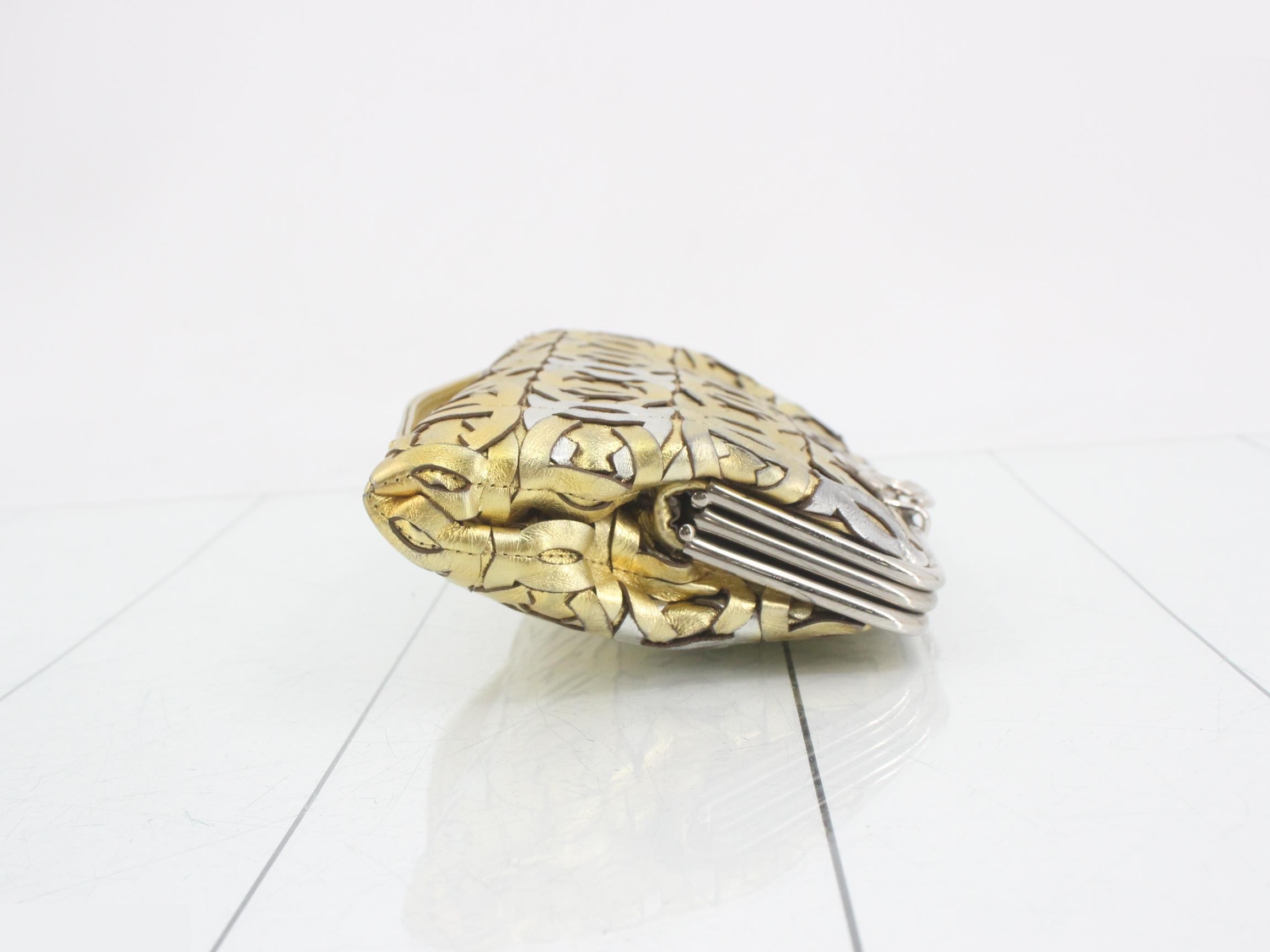 Coco Mark Clutch Bag, Silver/Gold — view 4