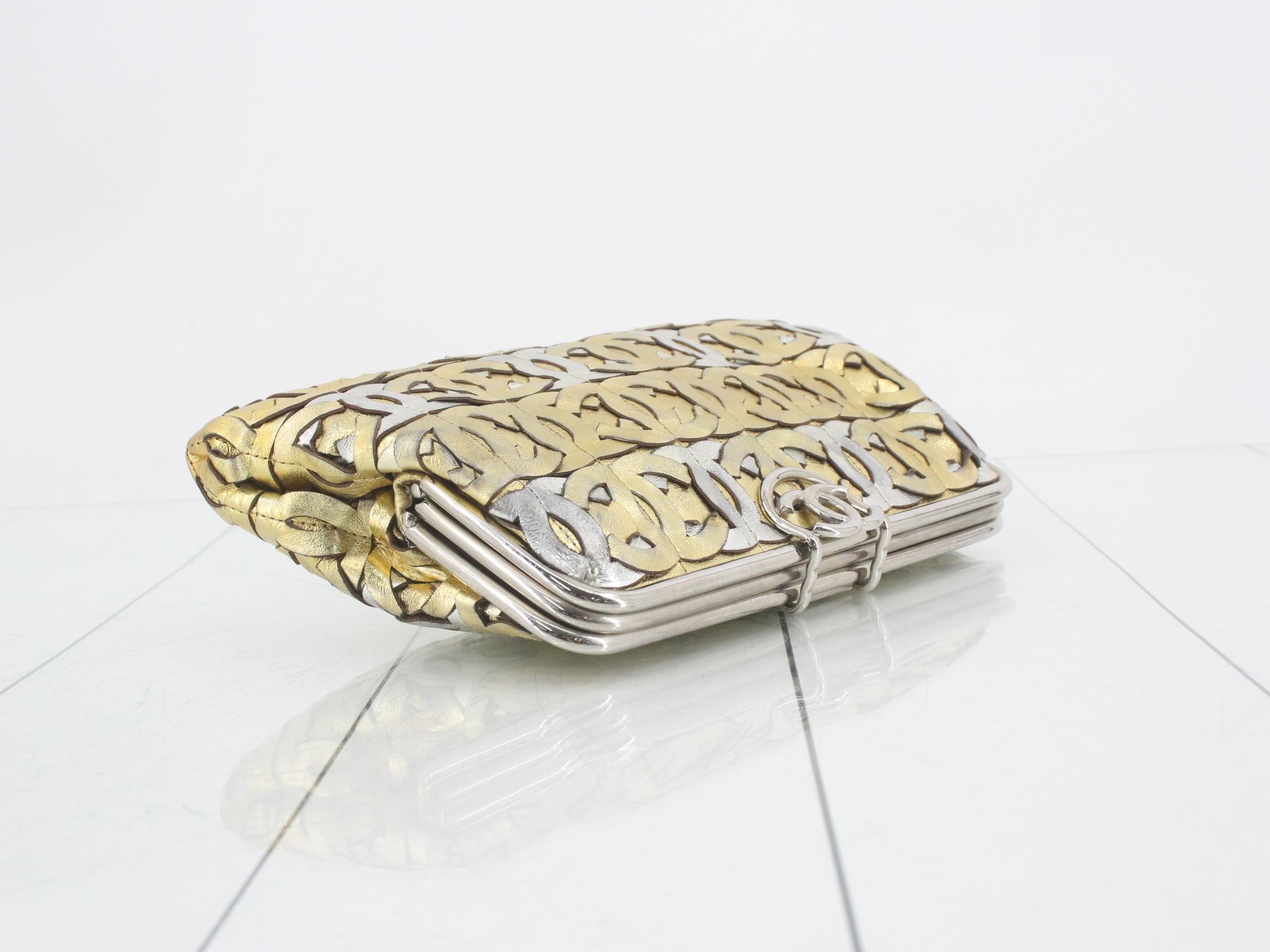 Coco Mark Clutch Bag, Silver/Gold — view 5