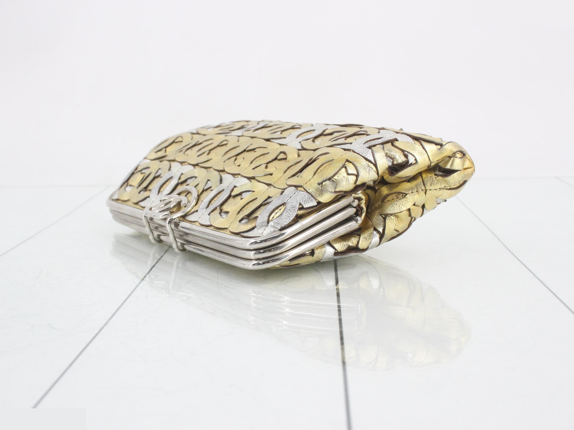 Coco Mark Clutch Bag, Silver/Gold — view 6