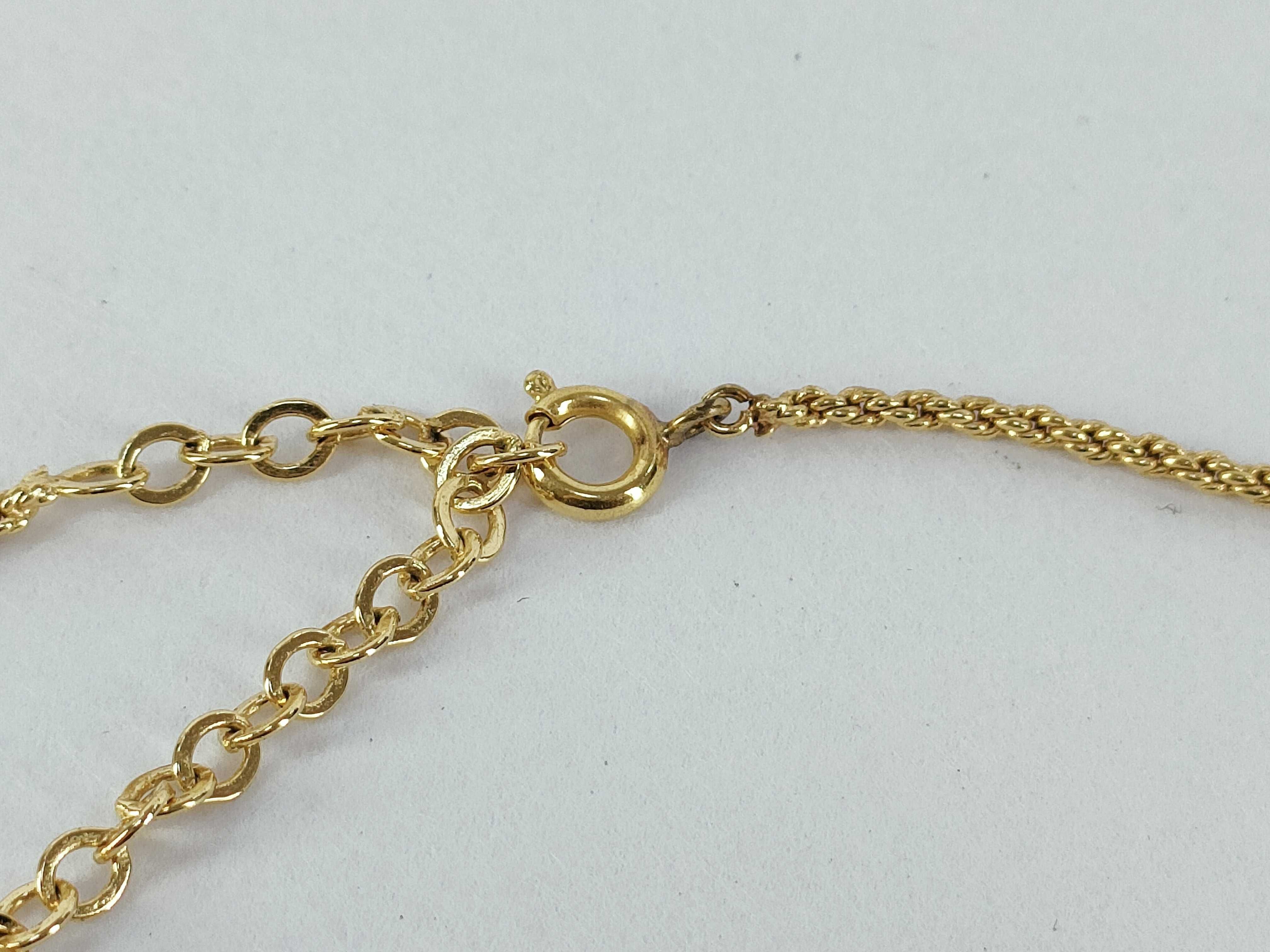 heart logo rhinestone gold necklace — view 3