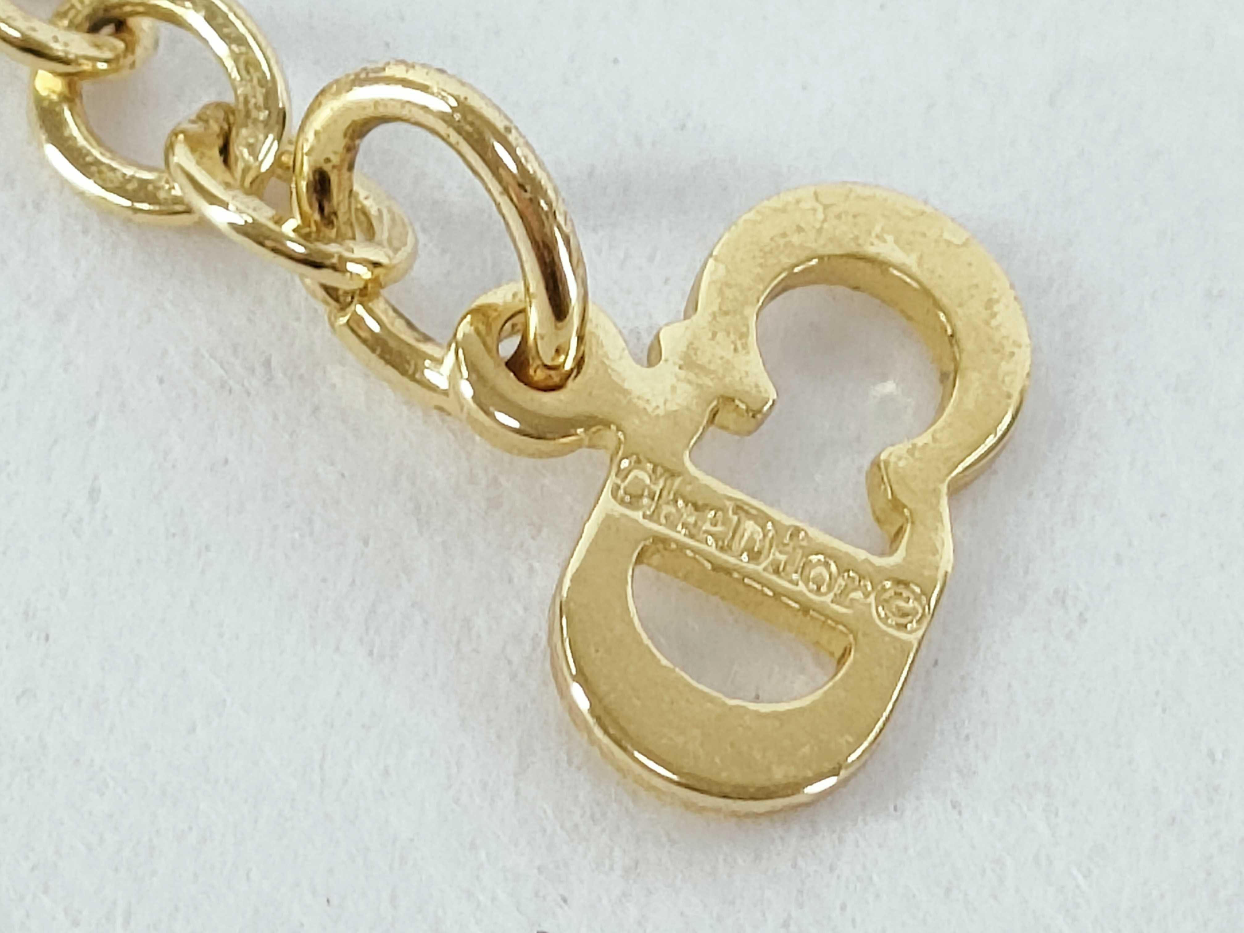 heart logo rhinestone gold necklace — view 4