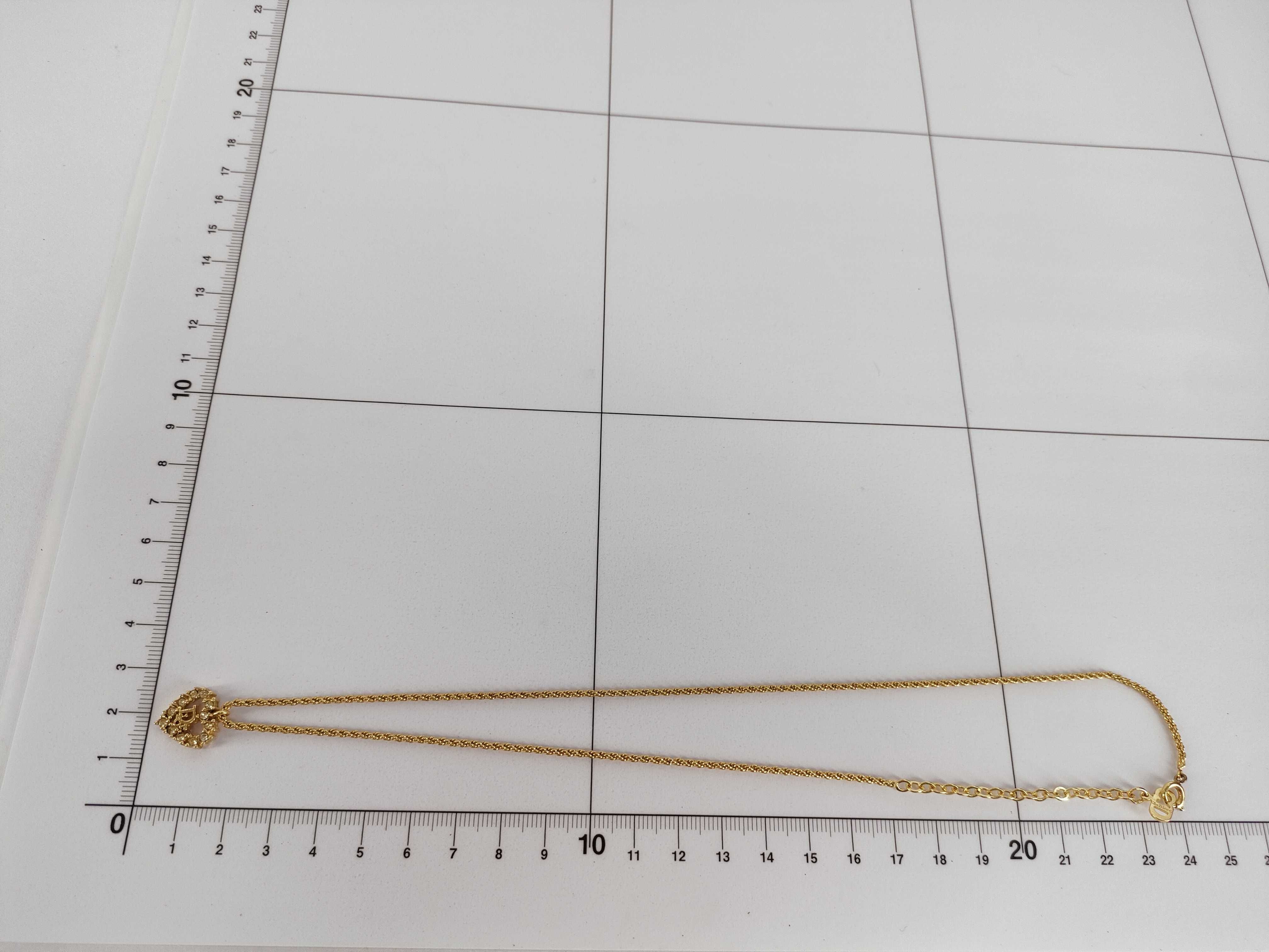 heart logo rhinestone gold necklace — view 10