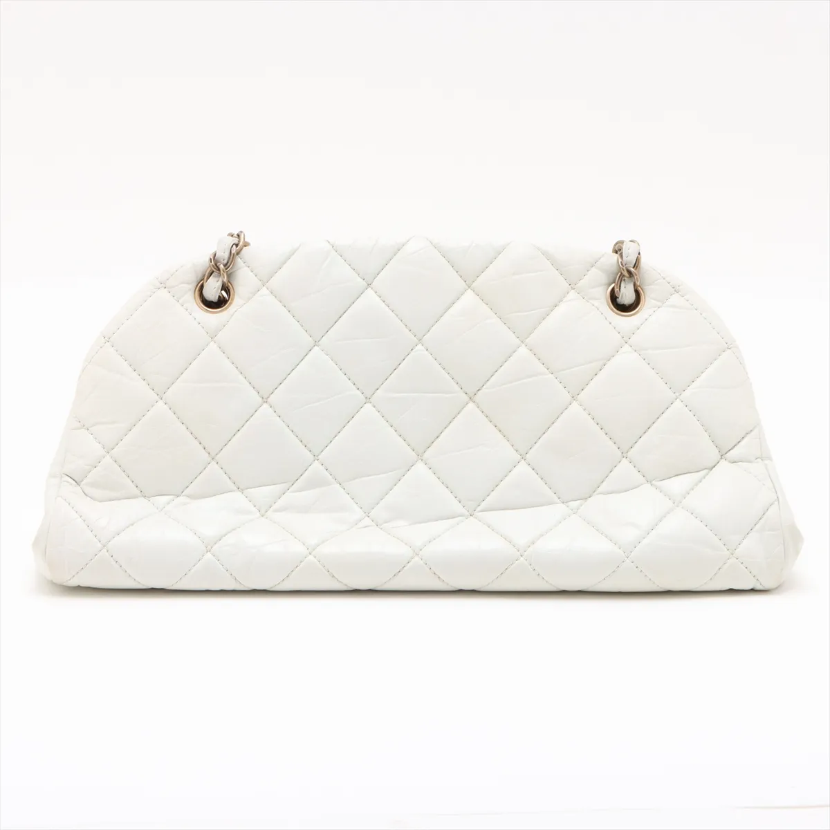 Mademoiselle Vintage Calf Chain Shoulder Bag Bowling Bag White Gold Hardware 16440945 16th Series — view 2