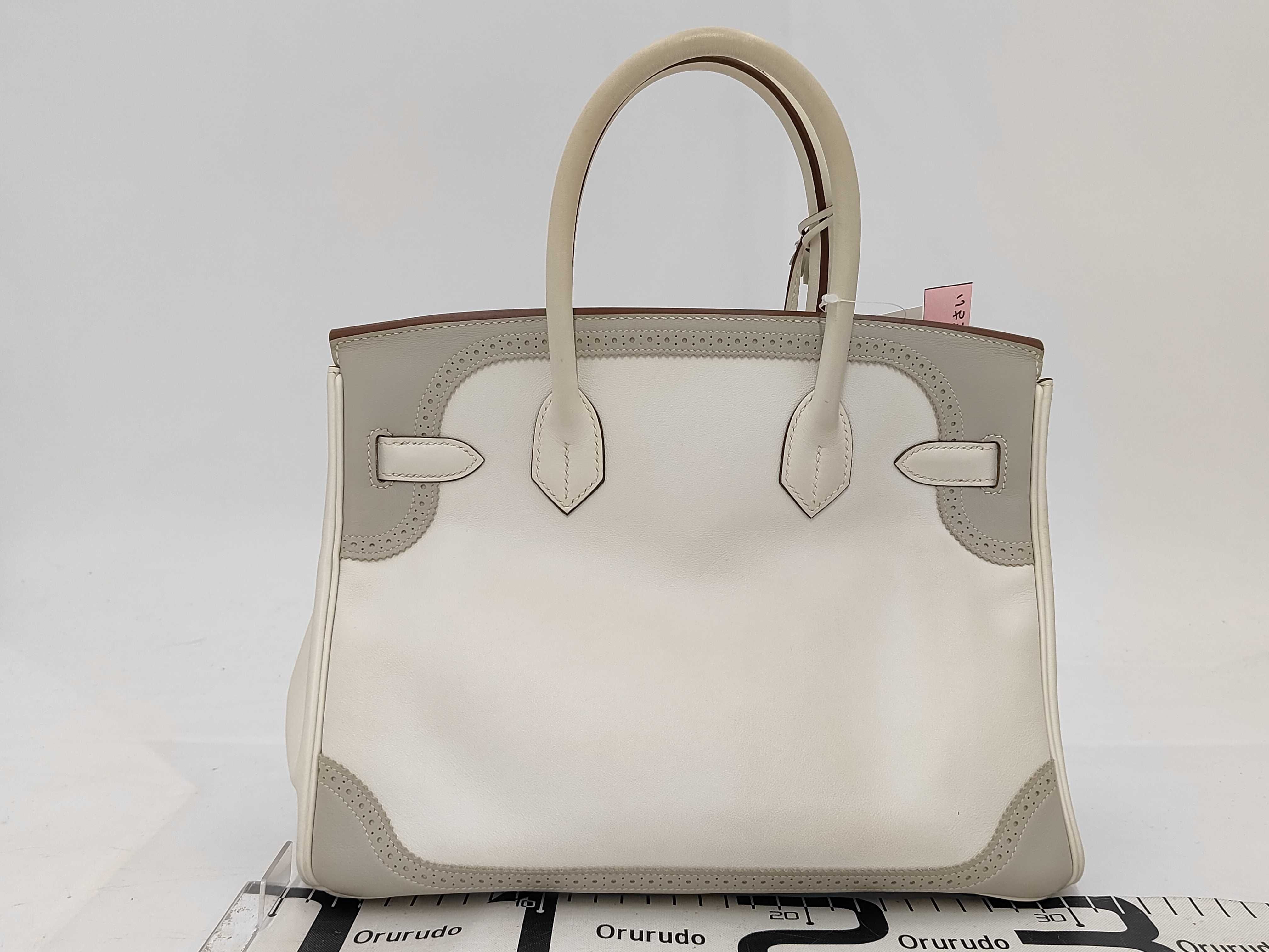 Birkin 30 Gillies Pearl Grey Silver Hardware P Stamp Handbag — view 2