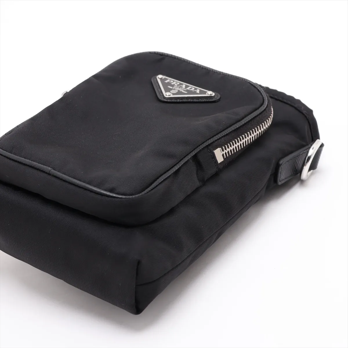 Tessuto Nylon x Leather Shoulder Bag, Black — view 3