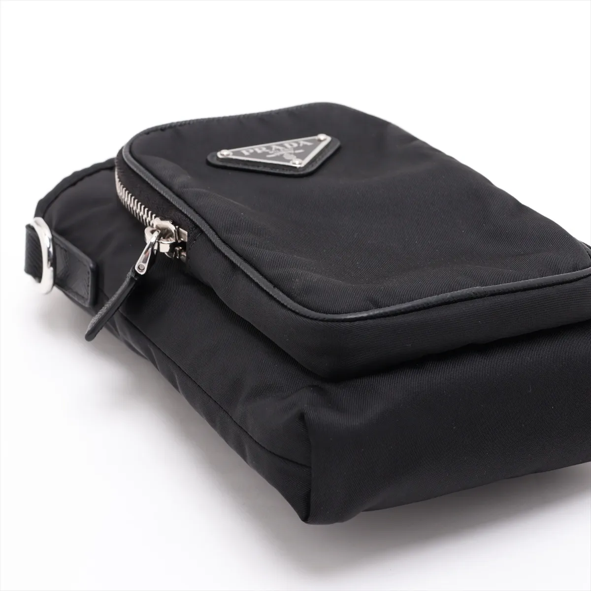 Tessuto Nylon x Leather Shoulder Bag, Black — view 4
