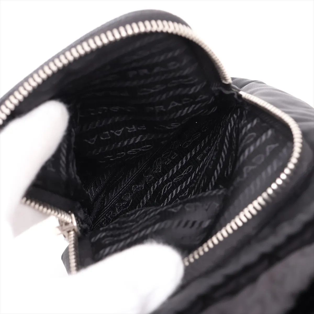Tessuto Nylon x Leather Shoulder Bag, Black — view 7