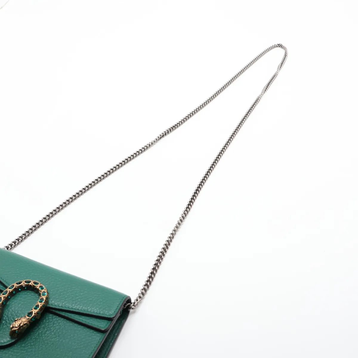 Dionysus Leather Chain Shoulder Bag, Green — view 5