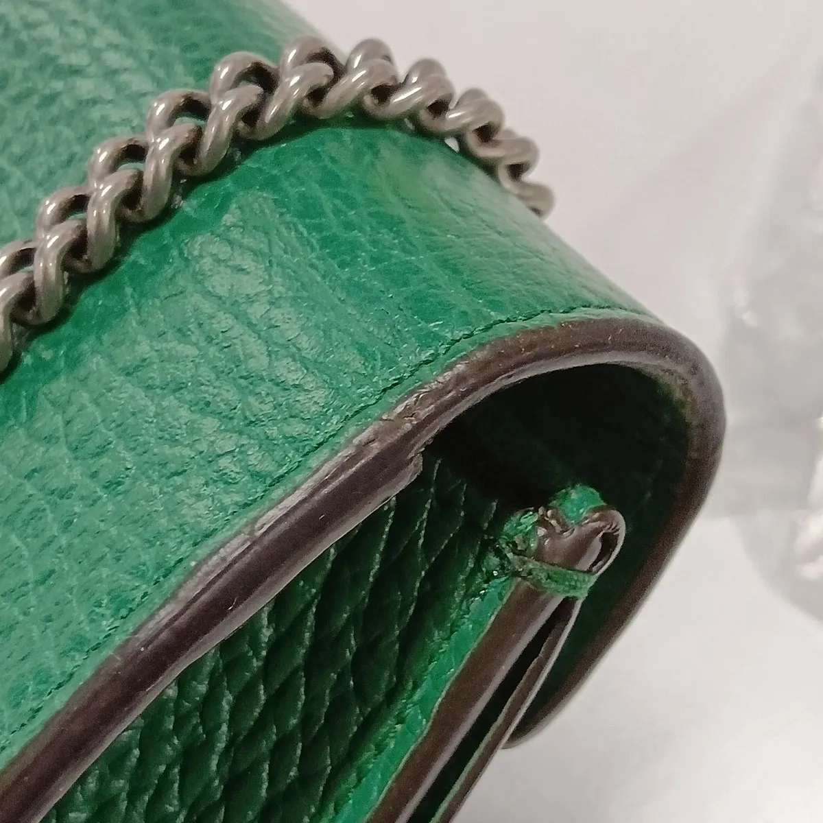 Dionysus Leather Chain Shoulder Bag, Green — view 9