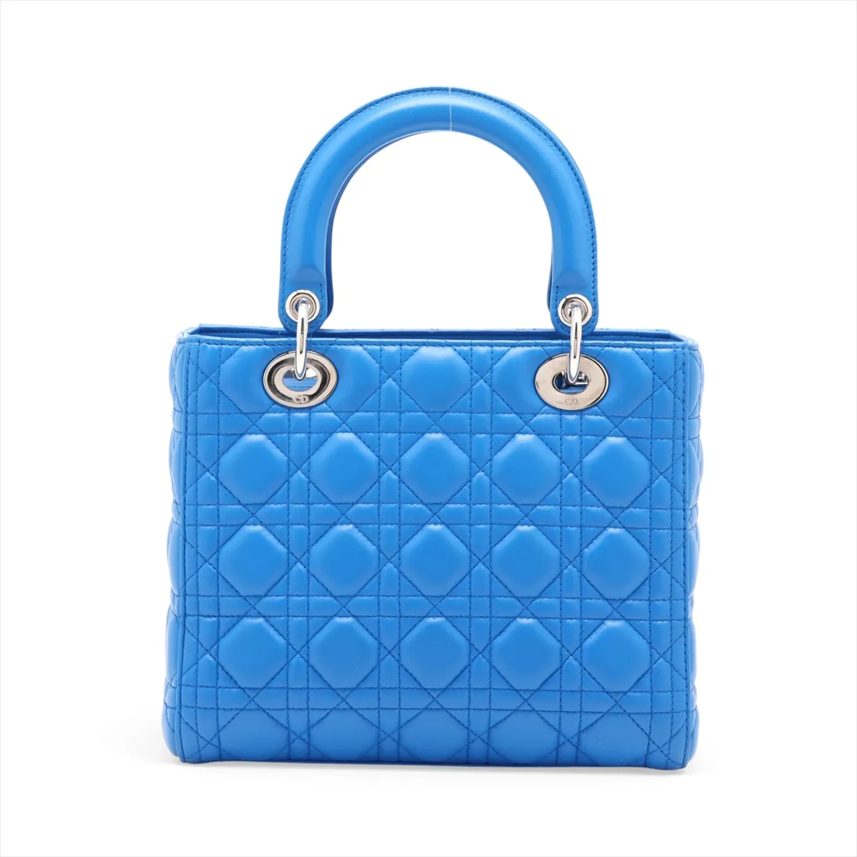 Cannage Lady Dior Leather 2-Way Handbag, Blue — view 2